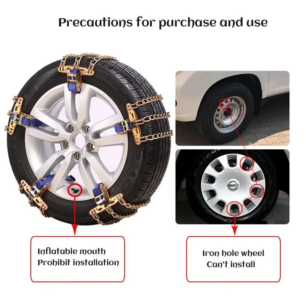 Cadenas de Nieve, Cadenas Antideslizantes para Neumáticos, Universales para Coche, SUV y Camiones, Acero Endurecido
