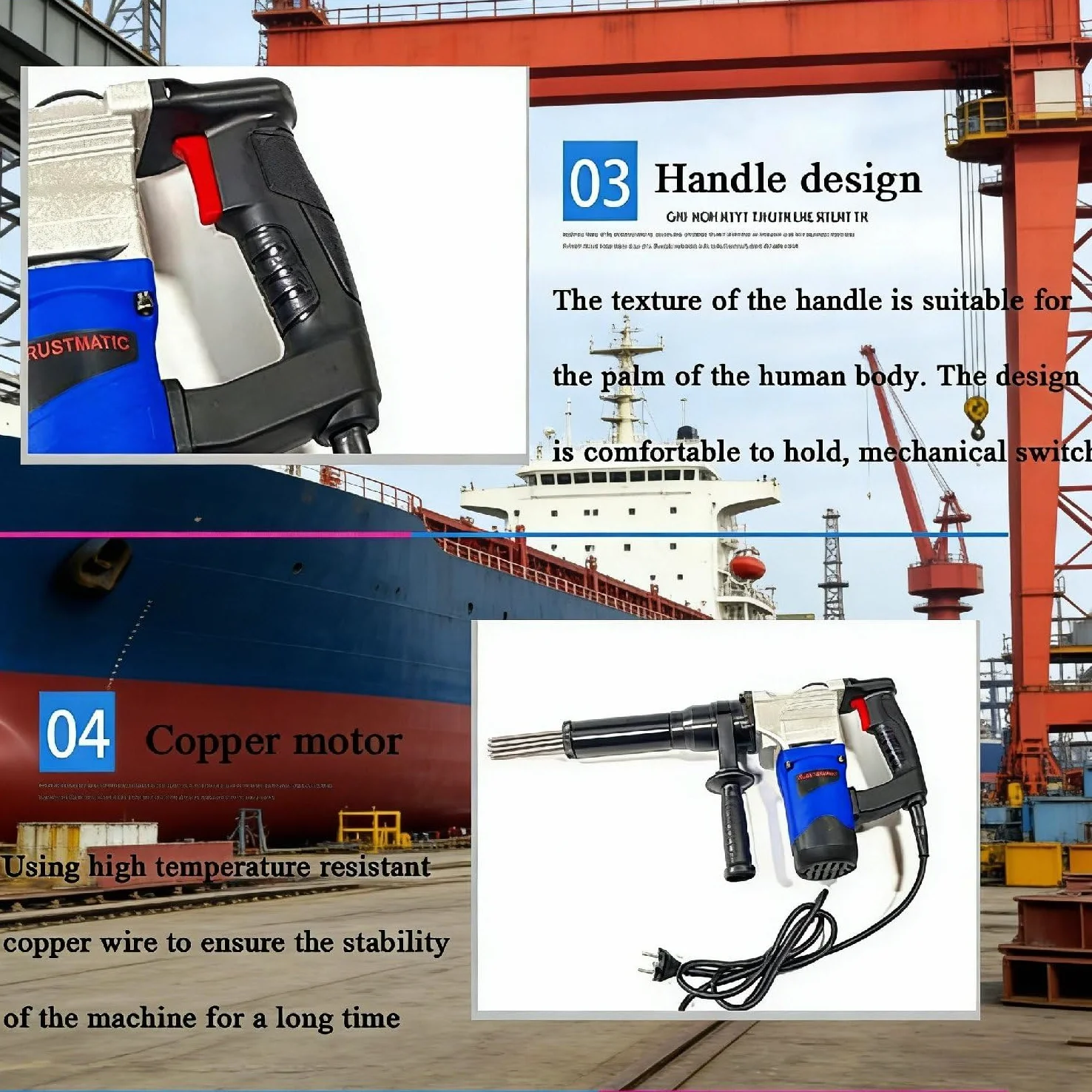 Desincrustador eléctrico de Agujas, removedor de óxido portátil de 1100 W, Herramienta de eliminación de Pintura de Alta Resistencia con 23 Agujas, para automóviles, Barcos y Cubiertas.