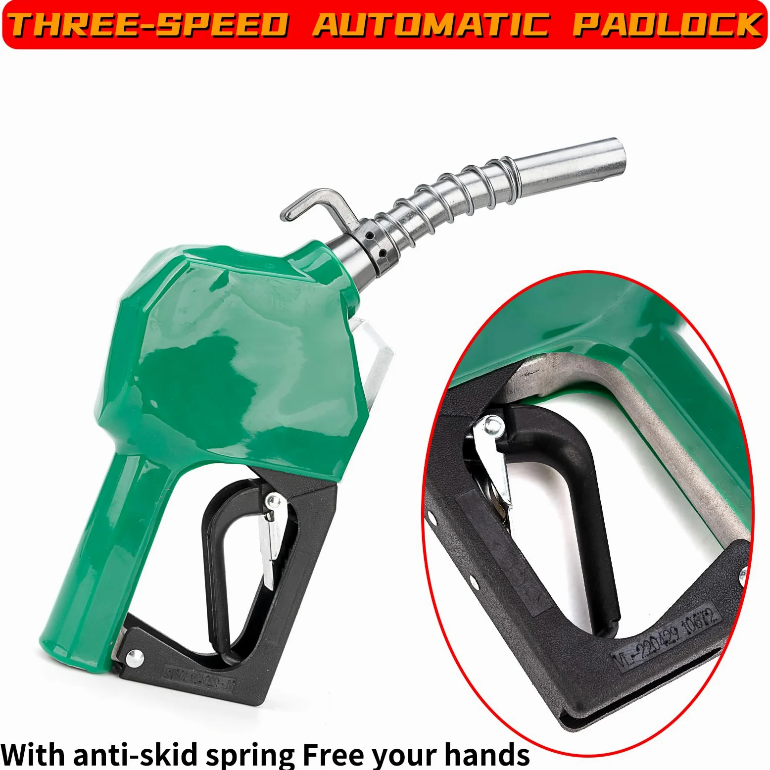 Boquilla de combustible automática NPT de 3/4, boquilla de combustible de apagado automático, boquilla de llenado de combustible de coche de alto flujo, protector de mano verde BP y colgante