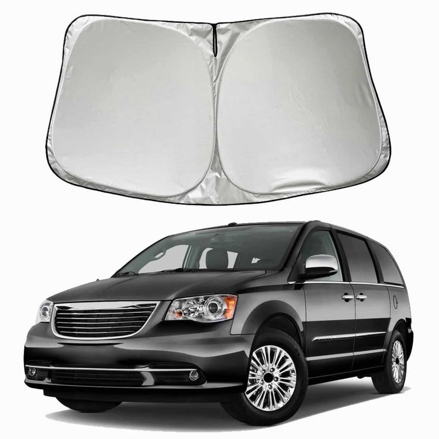 Parasol para parabrisas de coche compatible con Chrysler Town & Country Mini Van 2008-2018, accesorios plegables, visera parasol para ventana delantera de coche