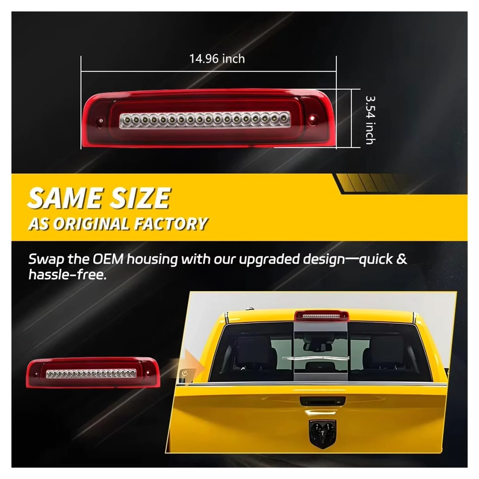 Freno De Alto Nivel Luz Para Dodge Para Ram 1500 2009-2018 Para 2500 3500 4500 5500 Para Laramie 2019 Tercera Luz De Freno Luz Marcha Atrás LED freno Lámpara
