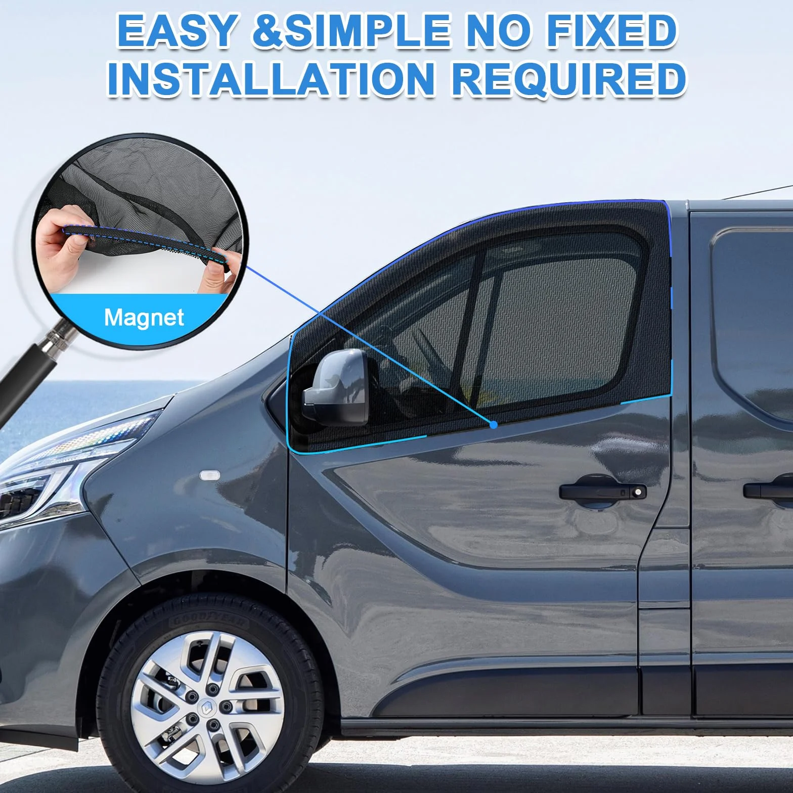 Mosquitera para Reemplazo Renault Trafic/Opel Vivaro/Nissan NV300 2001-2025, Mosquitera Magnética para Ventana Lateral 2 Piezas, Mosquiteras Insectos Transpirables para Acampar al Aire Libre