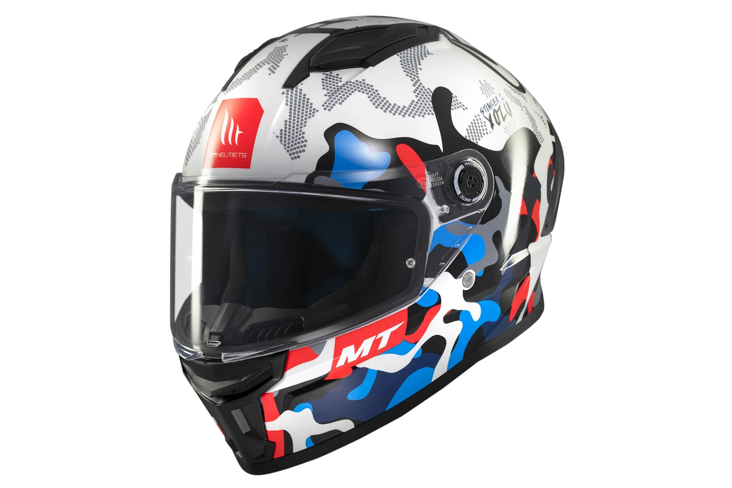 MT Helmets Stinger 2 – Casco Moto Integral Deportivo con Pantalla Antivaho Compatible con Pinlock, Visor Solar Full Vision, Interior Lavable y Calota HIRP | Homologado ECE 22.06 & DOT