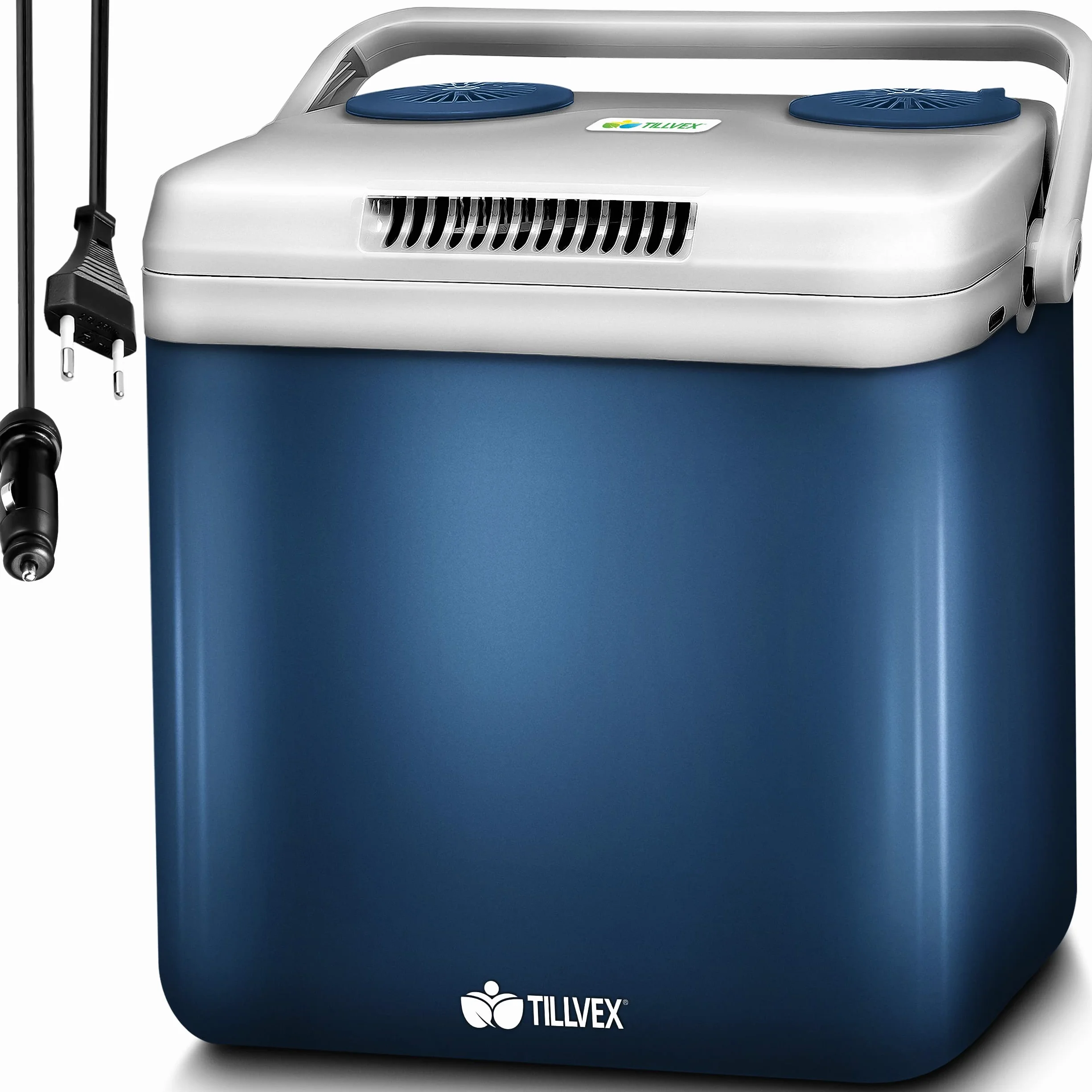 tillvex Nevera portátil eléctrica de 32 litros | Mini Nevera portátil de 230 V y 12 V para vehículos Coches Camping | Enfría y calienta | Modo ecológico
