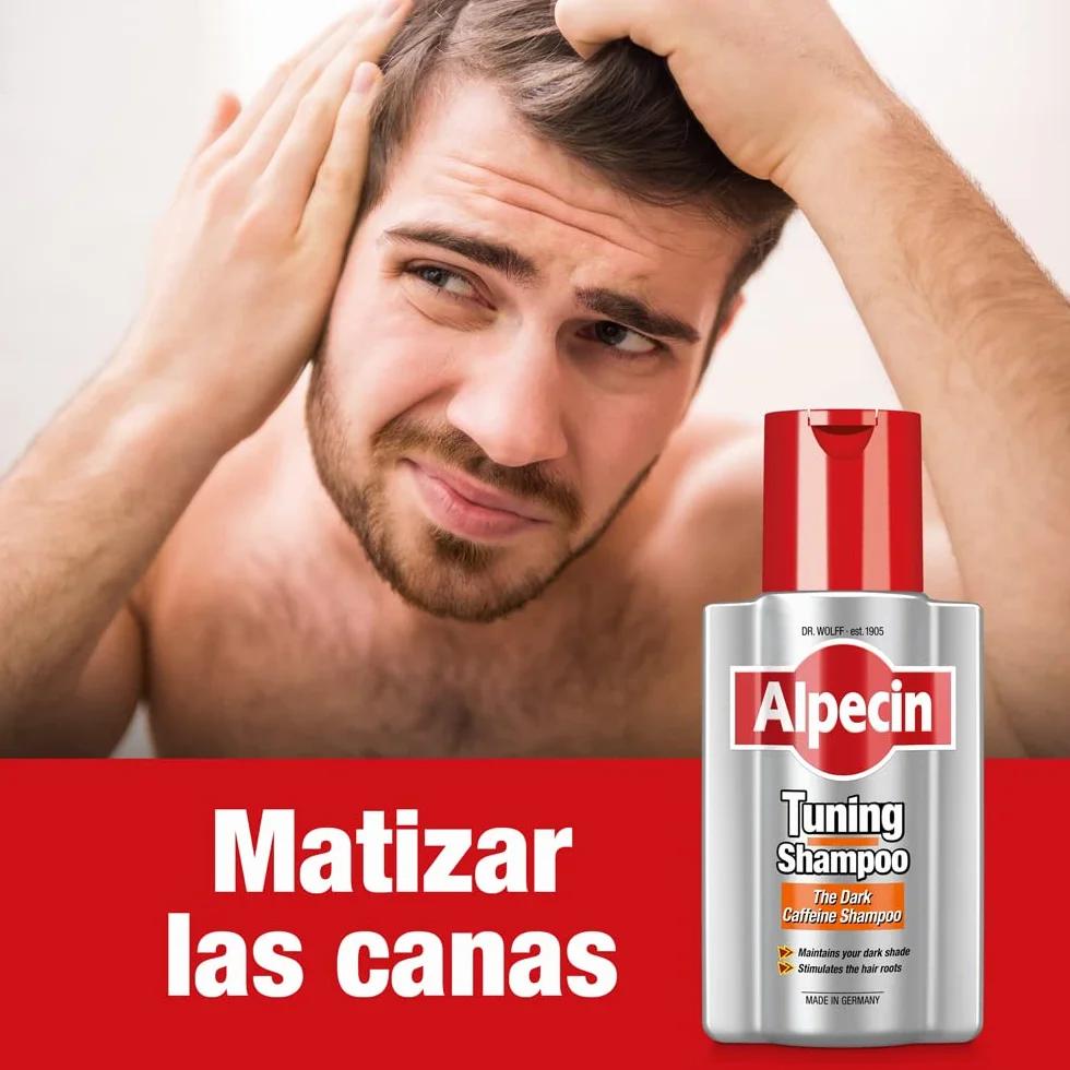Alpecin Tuning Shampoo 2x200 ml Champu preserva el color cabellos oscuros favorece crecimiento natural cabello
