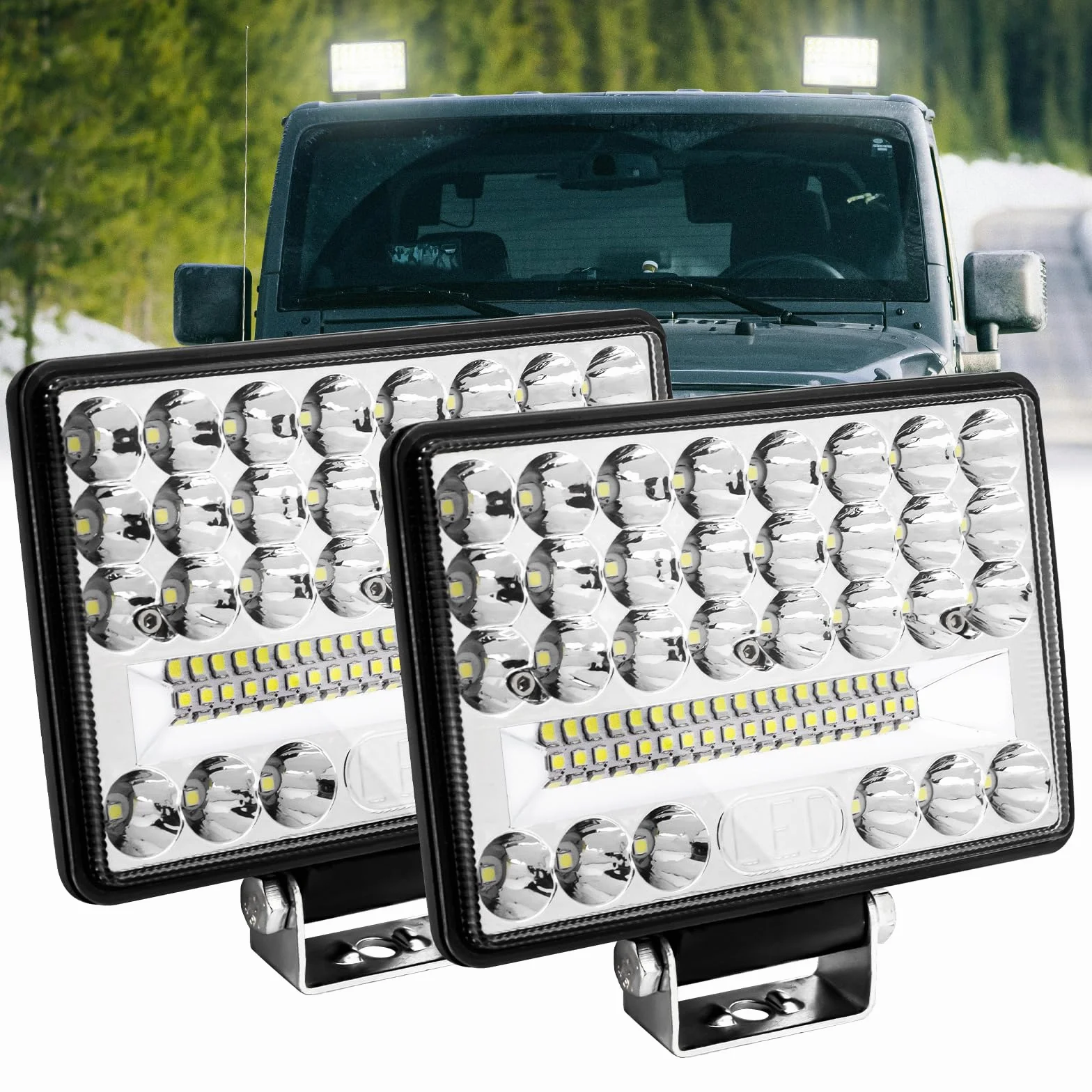Biqing 2PCS Focos LED Tractor con Hi/Lo Beam,172W Faro Trabajo LED 6Inch Barra LED Tractor 12V 24V Faros Luz Adicionales Luz Antiniebla 27000LM para Coche/SUV/UTV/ATV/Off-Road/Moto/Camión