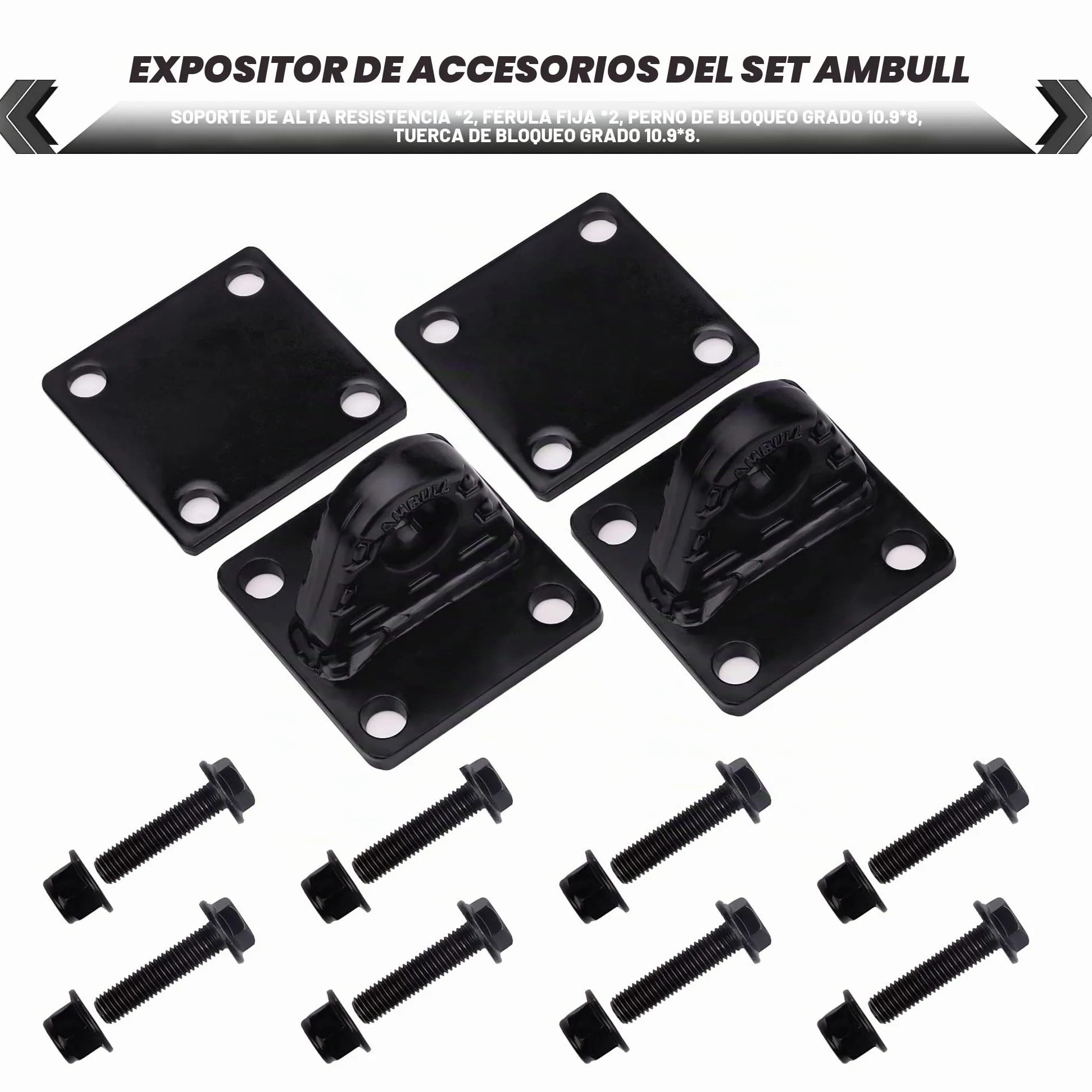 Paquete de 2 grilletes de Anillo en D con Placa Trasera, Soporte de grillete de Parachoques de Montaje de Horquilla de 5 toneladas, Color Negro