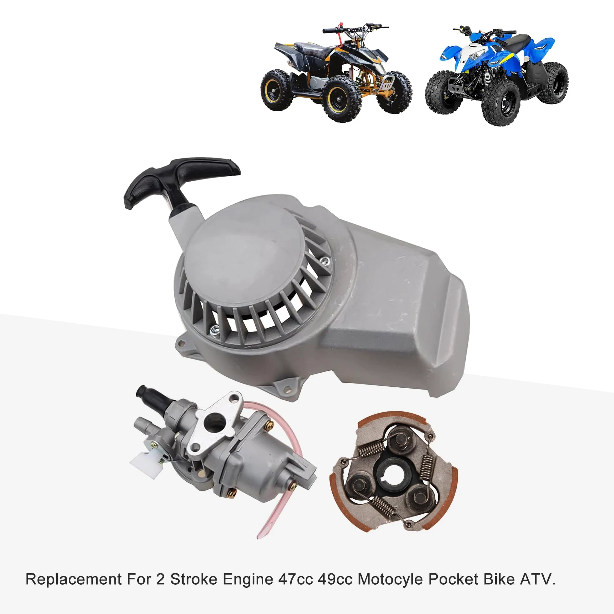 GOOFIT 2 Tiempos 13mm Minimoto Carburador Motor con Cambios Embrague con Arranque y Piezas Reemplazo Para 23cc 33cc 43cc 47cc 49cc Pocket Bike Quad Desbrozadora Dirt Pit Bike Super Bike Motocross ATV