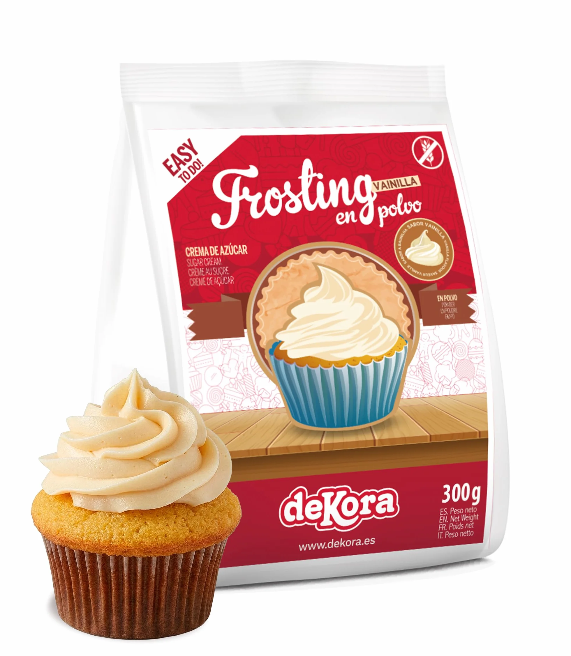 dekora Preparado en polvo para crema sabor vainilla Frosting Buttercream 300 g sin gluten