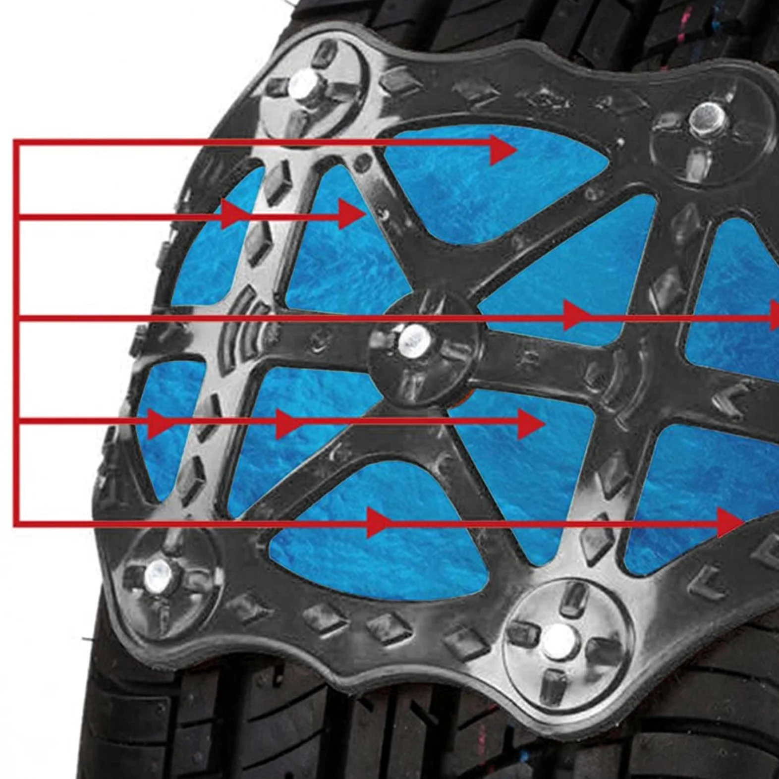 Cadenas de nieve ajustables, Cadenas de nieve for coche TPU negras 36,5x55cm