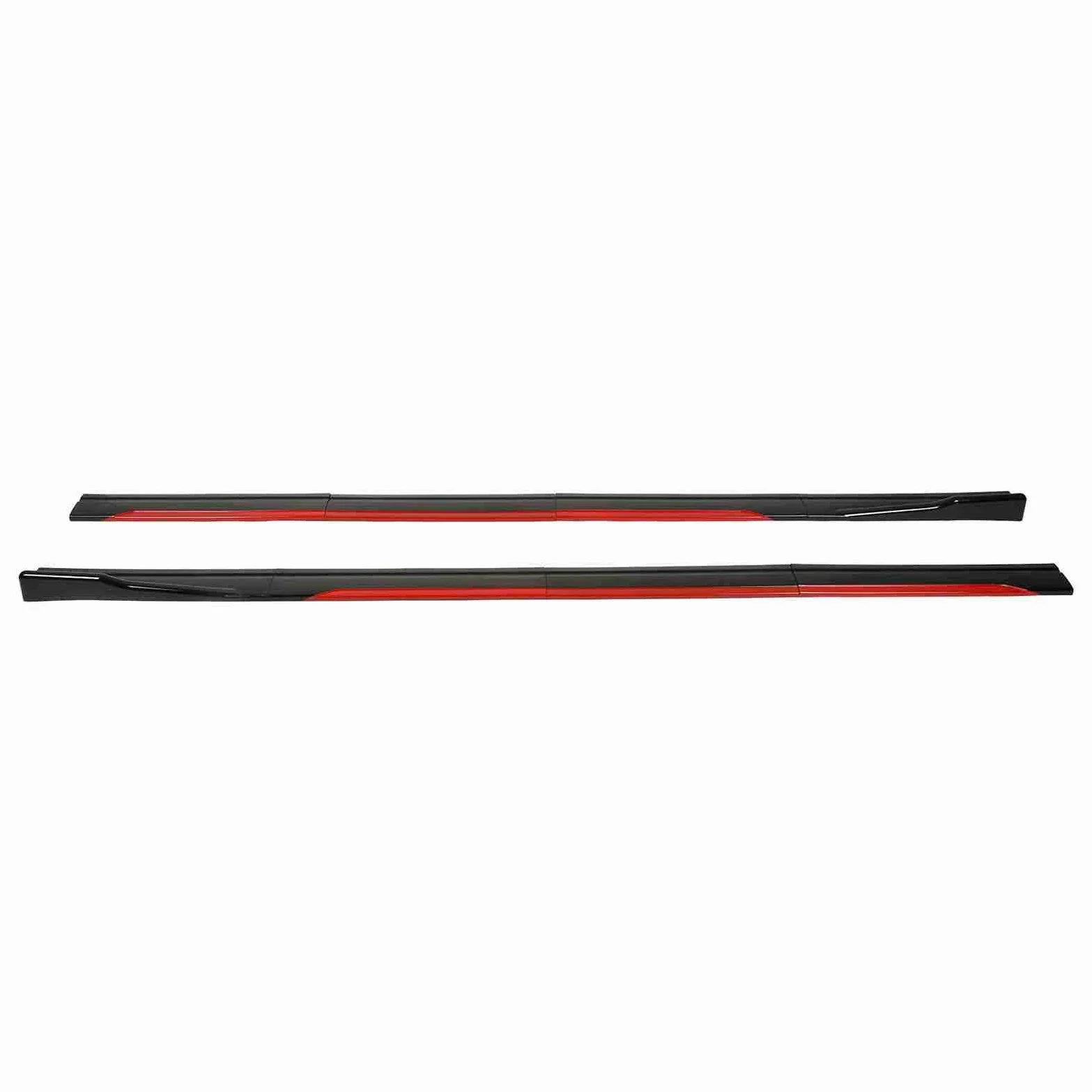 Faldón Lateral con Diseño de Carrocería de Coche con Ala Difusora de Divisores, Borde Rojo Negro Brillante, Ajuste Universal para. y