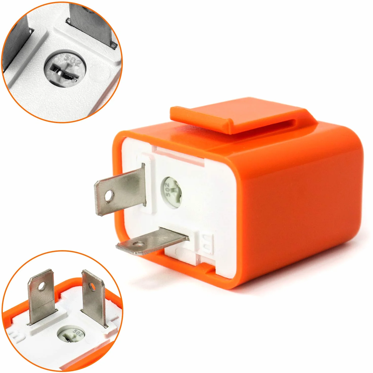 QWORK 2 Pin 12V Universal Relé Intermitentes, Relé LED Ajustable de Moto, Naranja, 2 Piezas