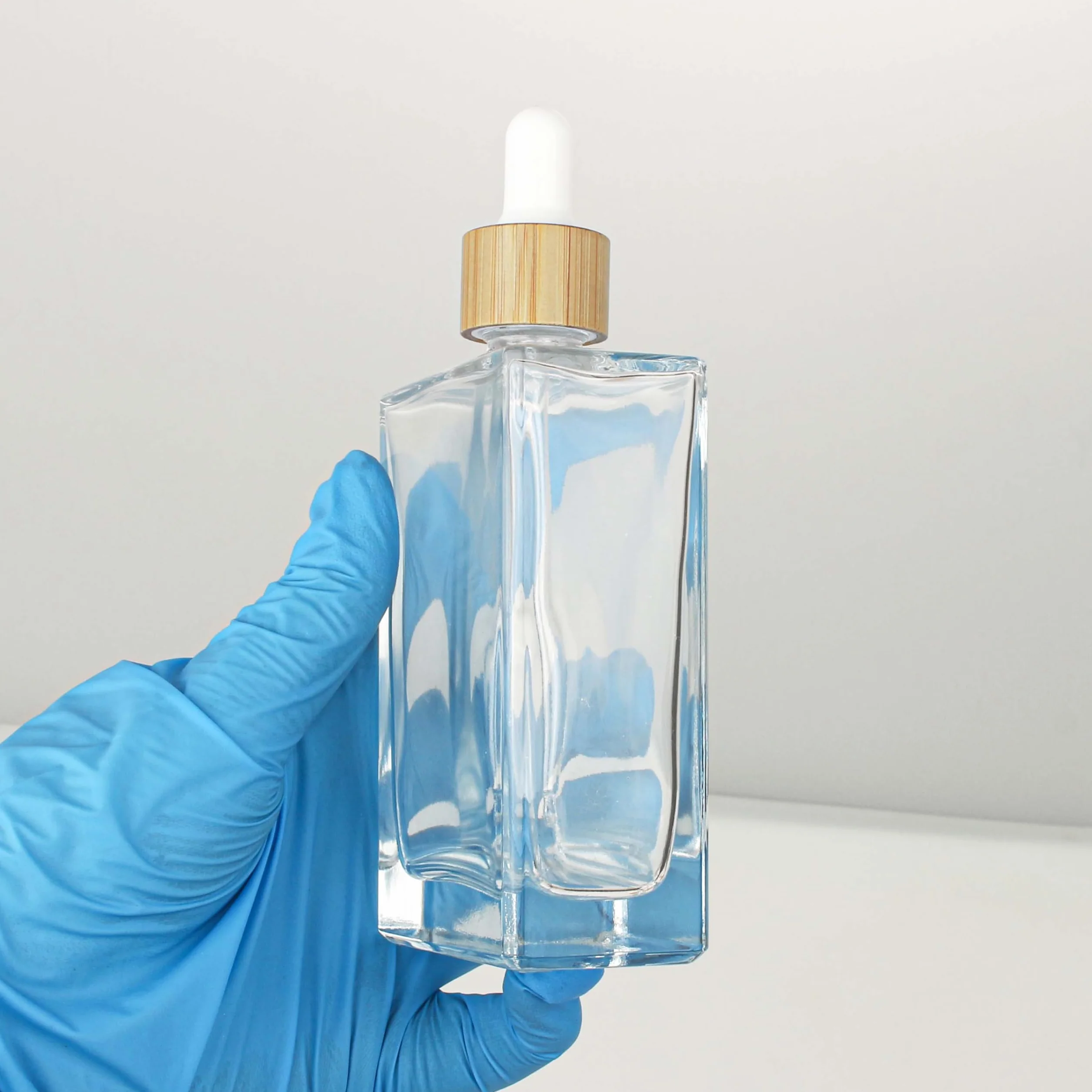 COSIDEA 3 botellas de vidrio plano transparente 100 ml para aceites esenciales de viaje