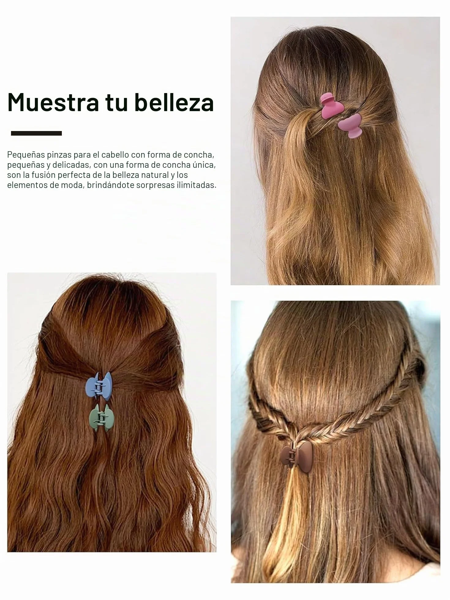 Kavya 12 Piezas Pinzas Pelo Pequeñas 4 cm Antideslizante Mate Plástico