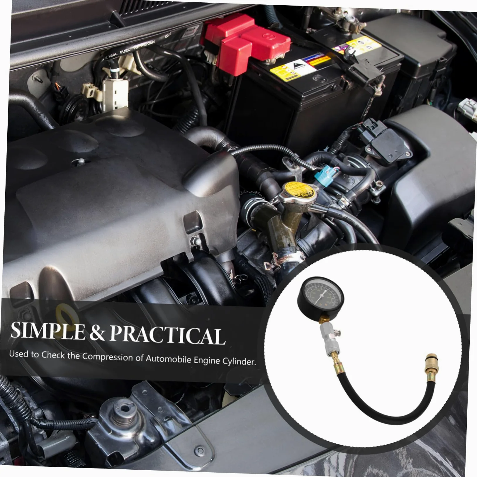 Kit de Herramientas para Comprobar la compresión del Motor, medidor de presión de Combustible para Motocicleta y Coche, medidor de compresión para Motor