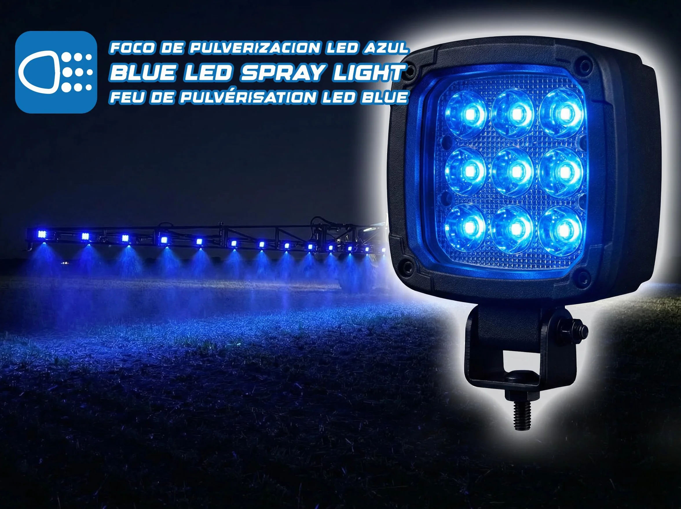 Ryme Automotive Foco LED Azul 30W 230 lm 10-30V IP69K IP67 Carcasa Aluminio Homologación ECE R10