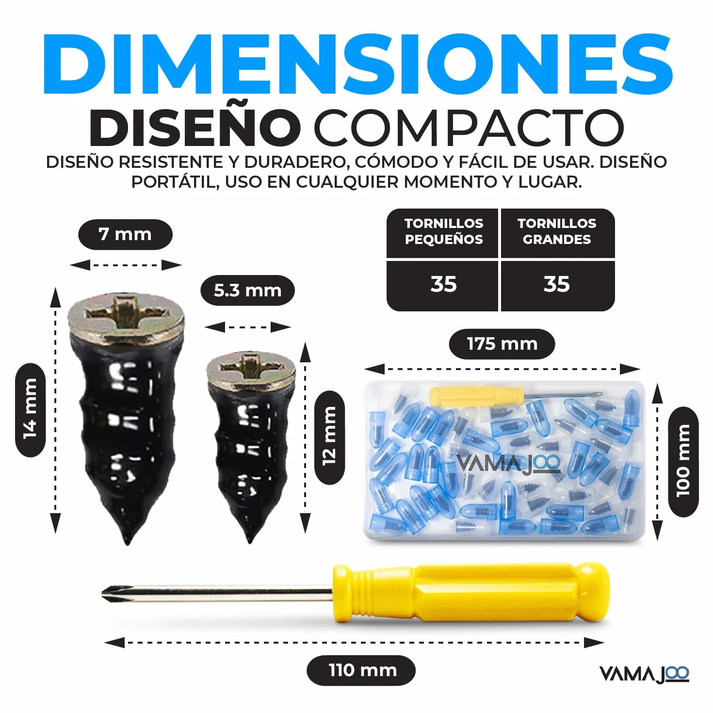 Tornillos para Pinchazos Neumaticos - Kit Repara Pinchazos Coche 70Pcs - Kit Antipinchazos Coche + Destornillador - Reparador Pinchazos Coche - Kit Repara Pinchazos Moto(35S)+(35L)