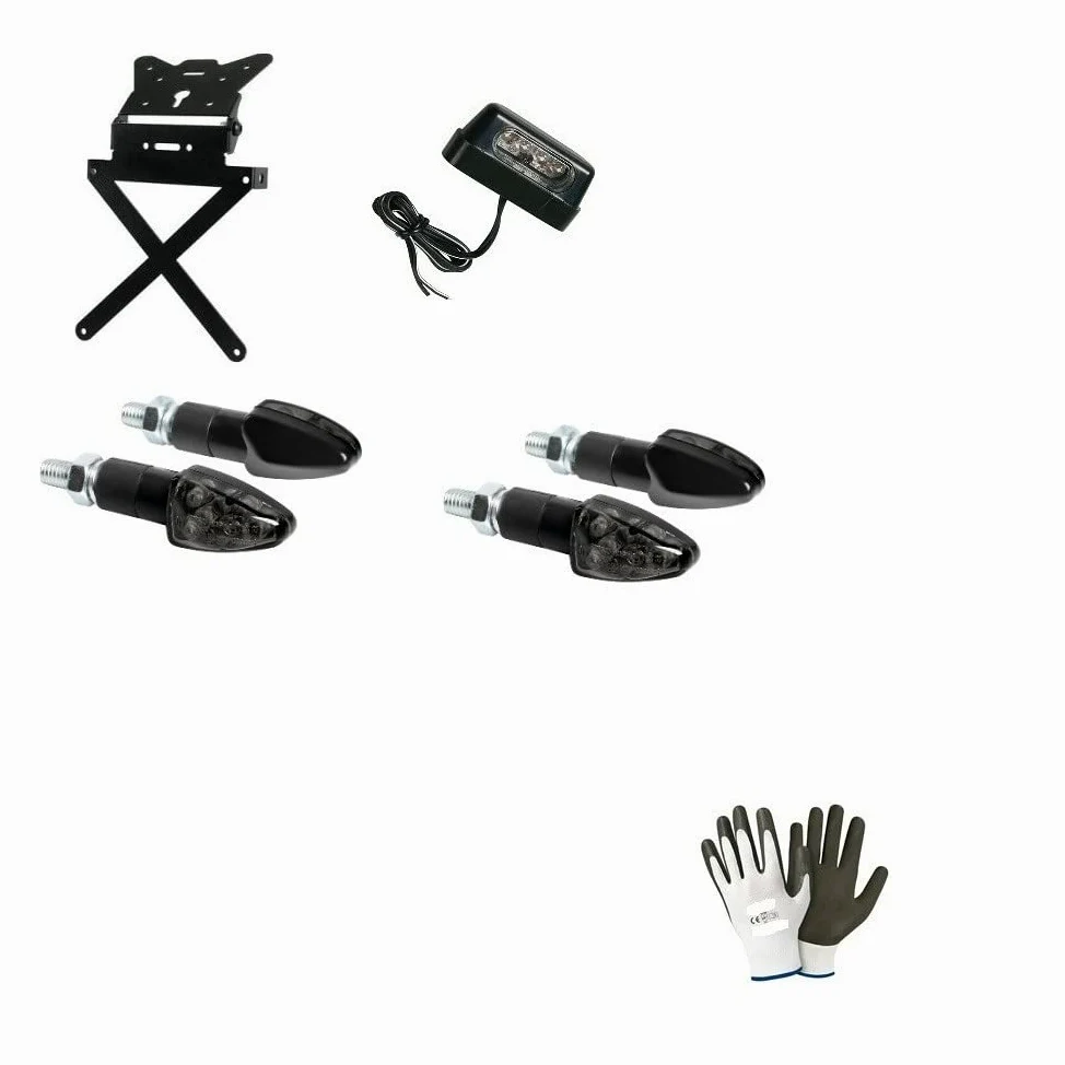 Matricula Moto Universal + 4 Flechas + luz matrícula Kit homologado lampa Kawasaki VN 1500 Mean Streak 2002 – 2005