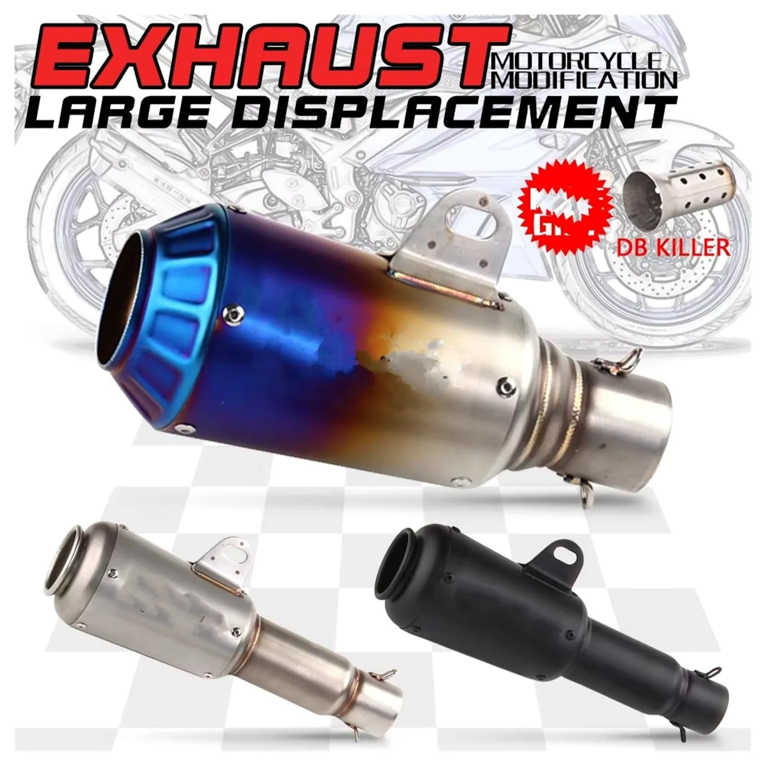 silencioso escape moto Para R6 Para R15 Para R3 Para Zx6r Para Zx10r | Para Z400 Para Z900 Para Z1000 Para Cbr1000 Para Rc390 Silenciador tubo escape motocicleta 51 mm Slip On(A)