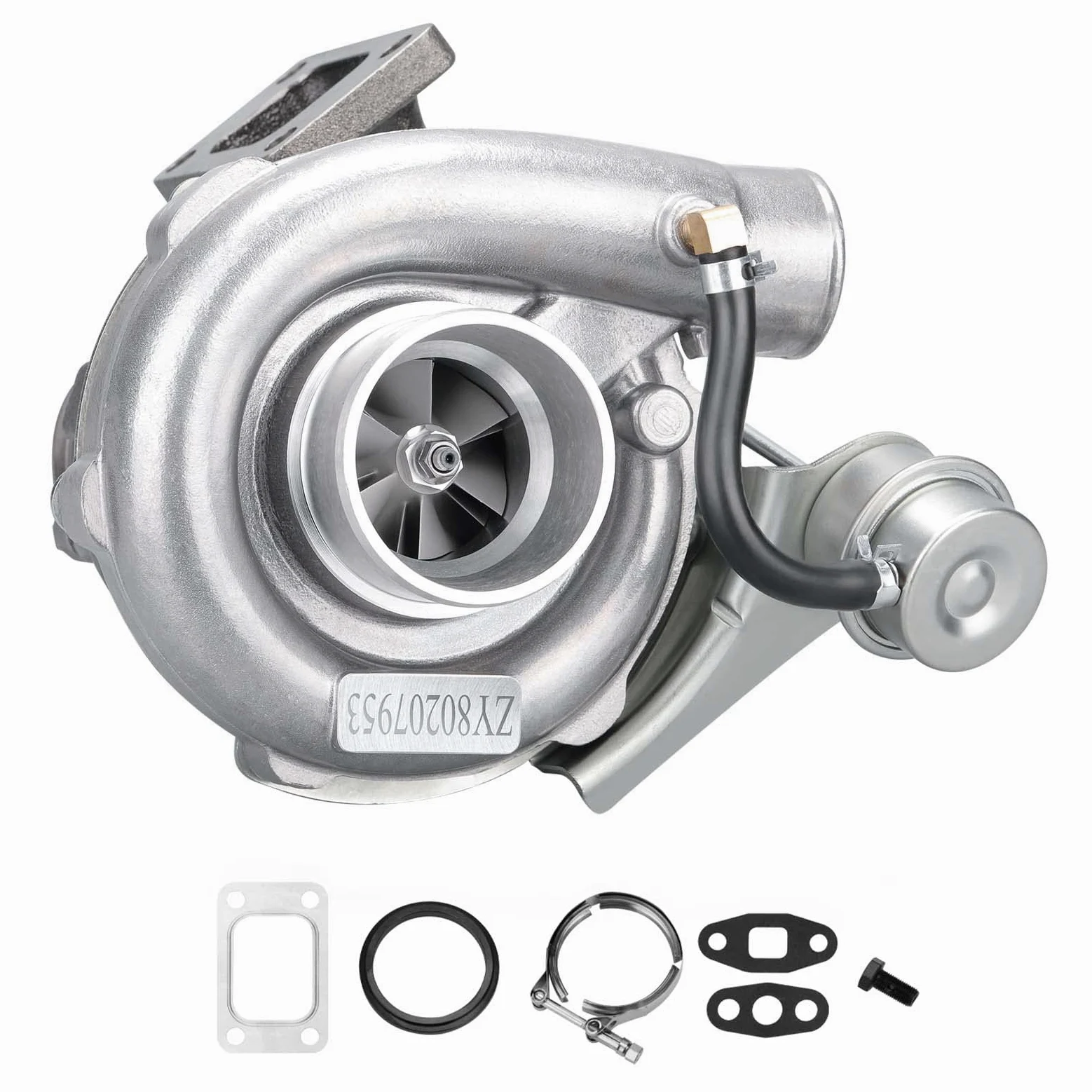maXpeedingrods T3 T04E T3 0,63 0,5 a/r turbocompresor turbo universal | con banda en V de 2,5 pulgadas