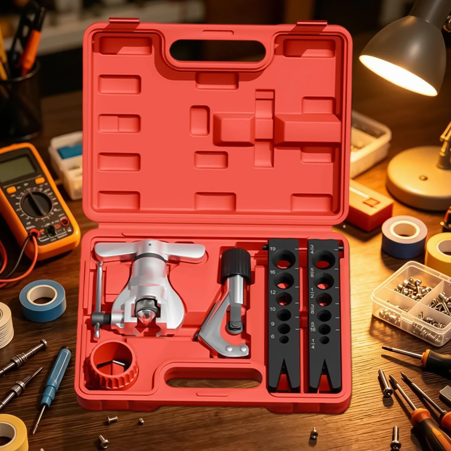Kit Abocardador Tubería Freno Set De Mantenimiento De Tuberías De Coche | Kit De Abocardado Doble Camión Sedán Automotriz Hogar Industria Garaje Y Taller Exterior