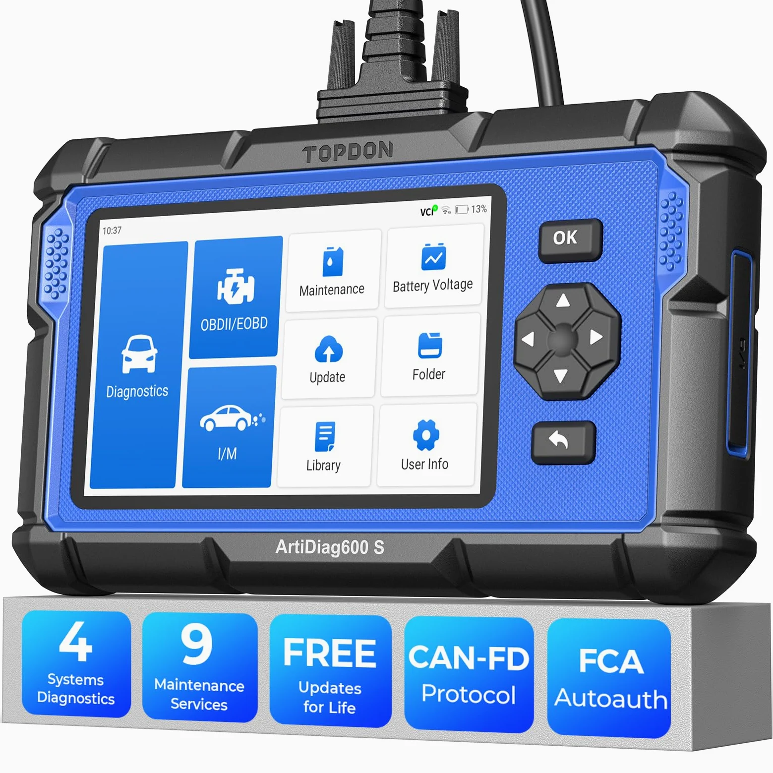 TOPDON OBD2 Scanner ArtiDiag600S, 8 Reset Service(Oil, BMS, ABS, SAS, EPB, DPF, TPMS, Throttle)&4 System Diagnostic Tool(AT/Eng/ABS/SRS), Full OBD2 Function Code Reader, Free Lifetime Upgrade