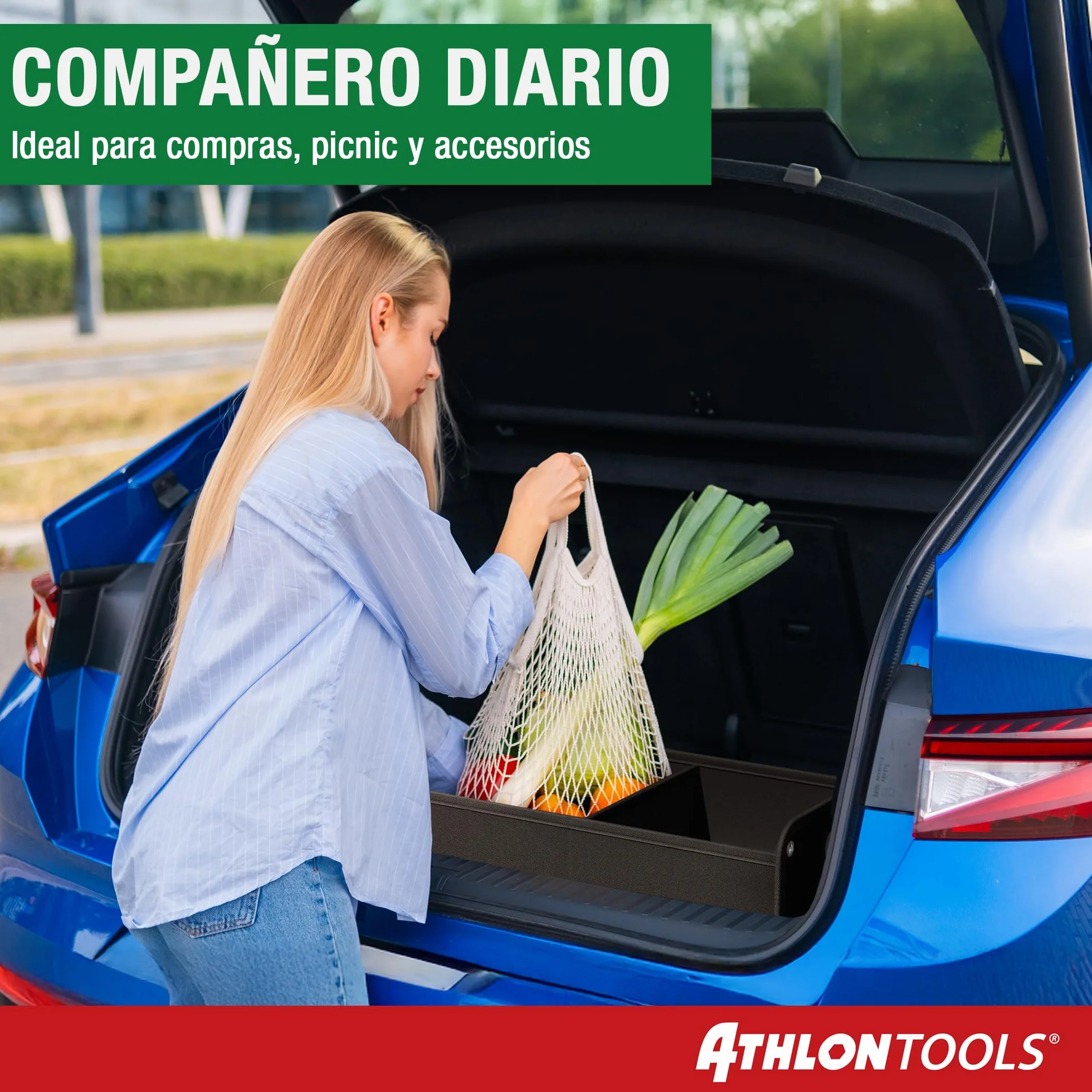 ATHLON TOOLS Bolsa organizadora para el maletero, caja plegable para el coche, reforzada y robusta, antideslizante