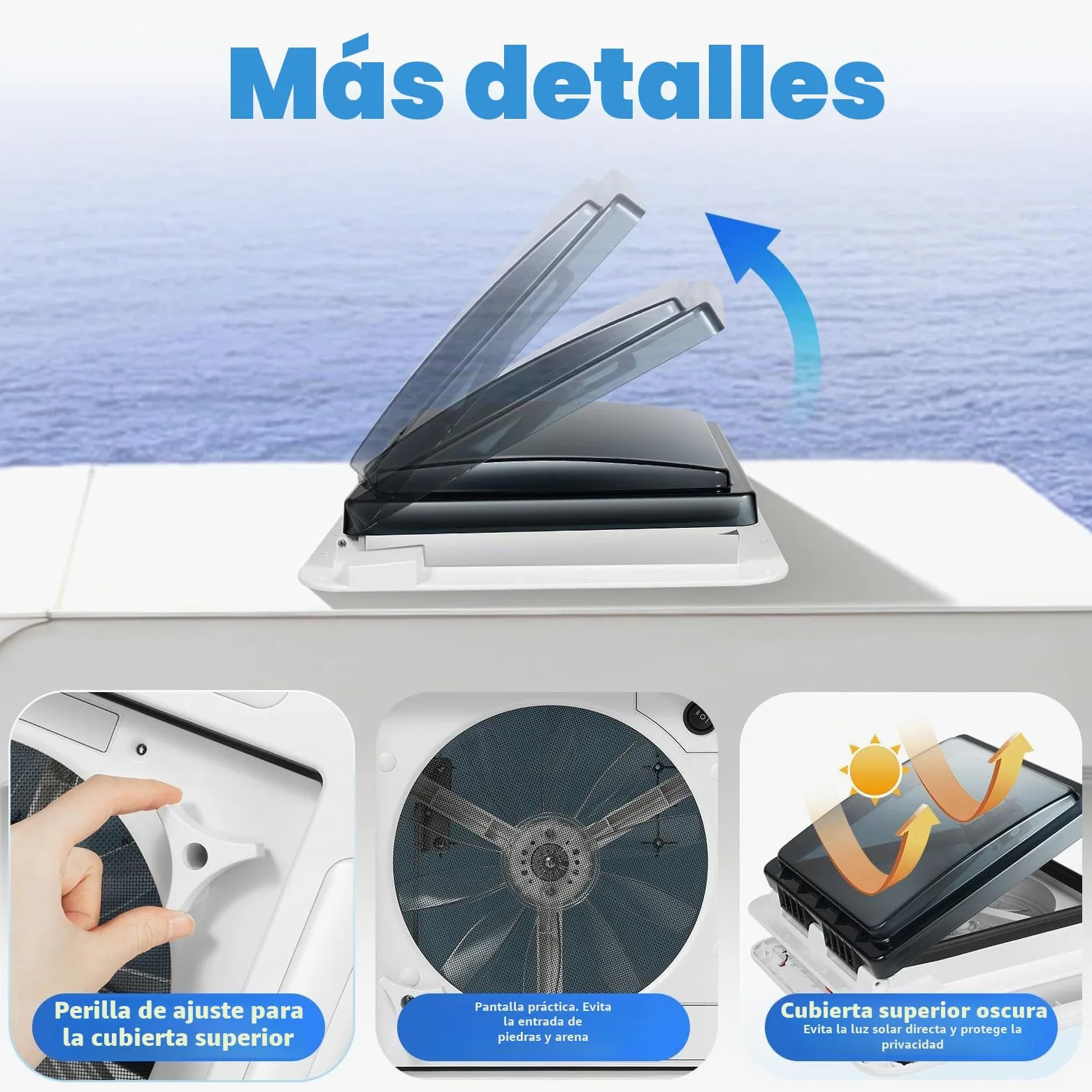 Ventilador de techo para autocaravana de 28x28cm | Ventana de techo para caravana | Ventana de techo insonorizada Ventilador silencioso extremadamente silencioso | Techo multifuncional para