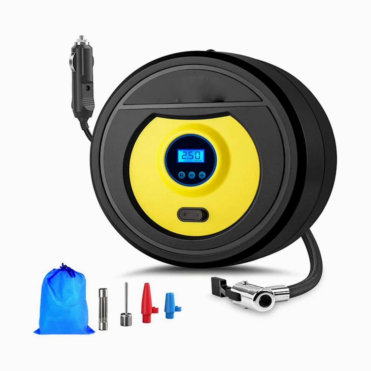 Inflador de neumáticos, compresor de aire portátil, digital 12 V CC 150 PSI, pantalla LCD digital con manómetro de apagado automático, bomba de aire for neumáticos de coche con flujo de aire de 35 l/m
