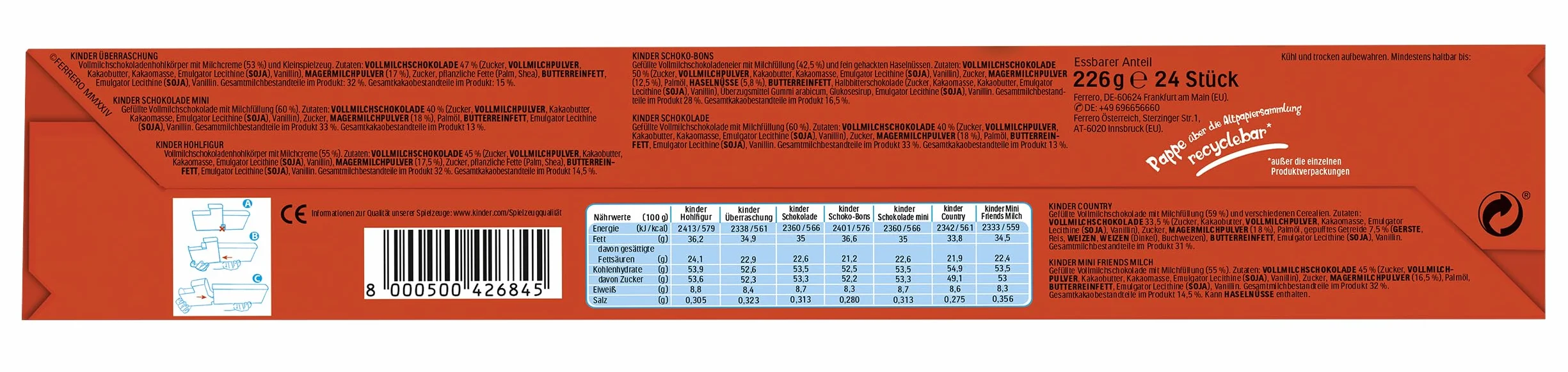 Kinder Chocolate House Calendario de Adviento de Navidad 2025, chocolate con leche fino con relleno lechoso, 24 piezas (234 g)