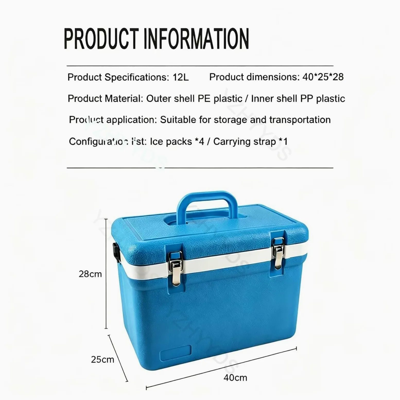 Enfriador De Vacunas PortáTil De 12 Litros, Refrigerador Fresco Con Correa Para El Hombro Y 4 Cajas De Hielo, Para Transporte De Vacunas, Espermatozoides Y Muestras BiolóGicas, Refrigerador De Viaje