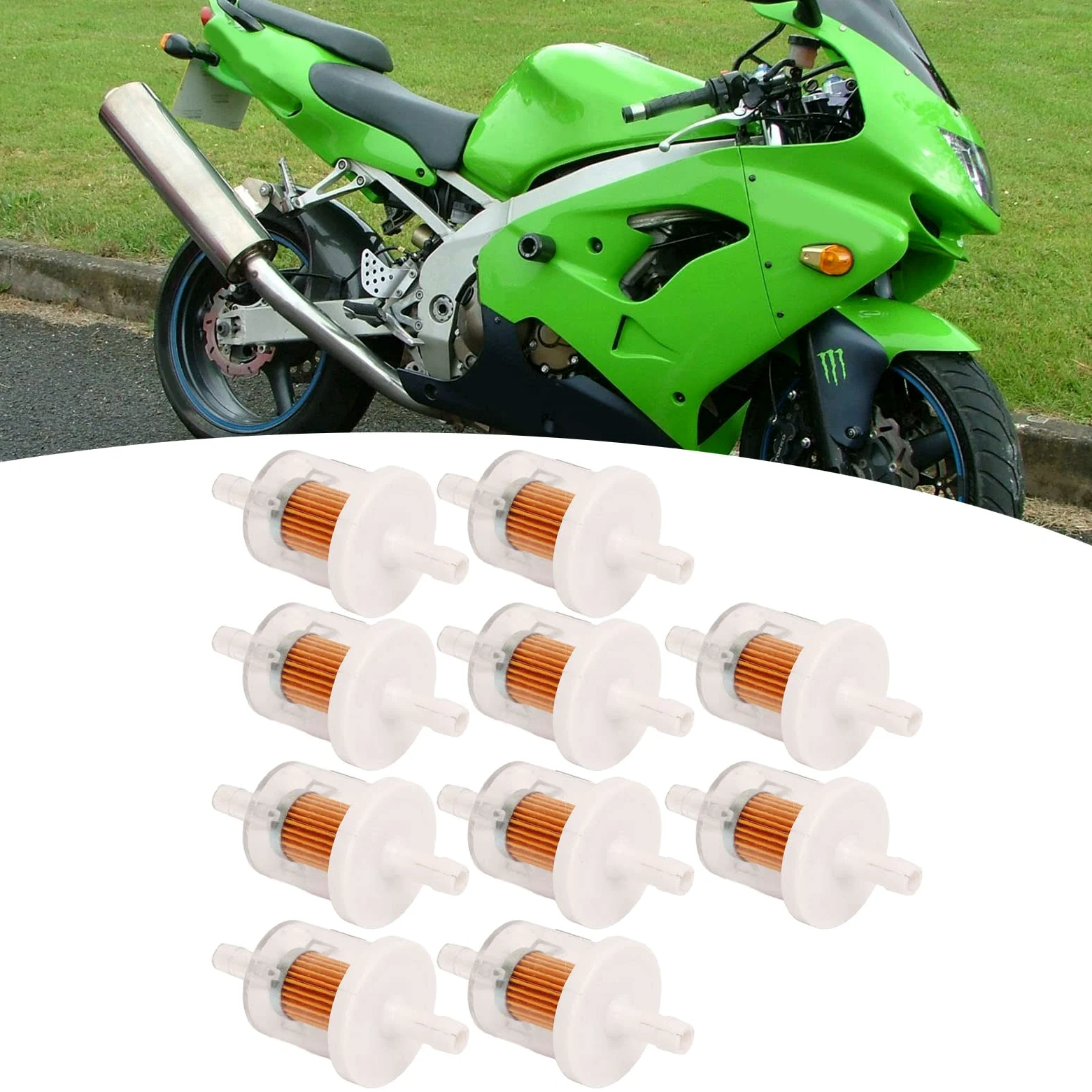10 Piezas para Filtro de Combustible de Motor para Filtro de Combustible en línea para Piezas de cortadora de césped 49019 7001 para Fx481V Fx541V Fx600V Fx651V Fx691V Fx730V Fx751V Fx801V