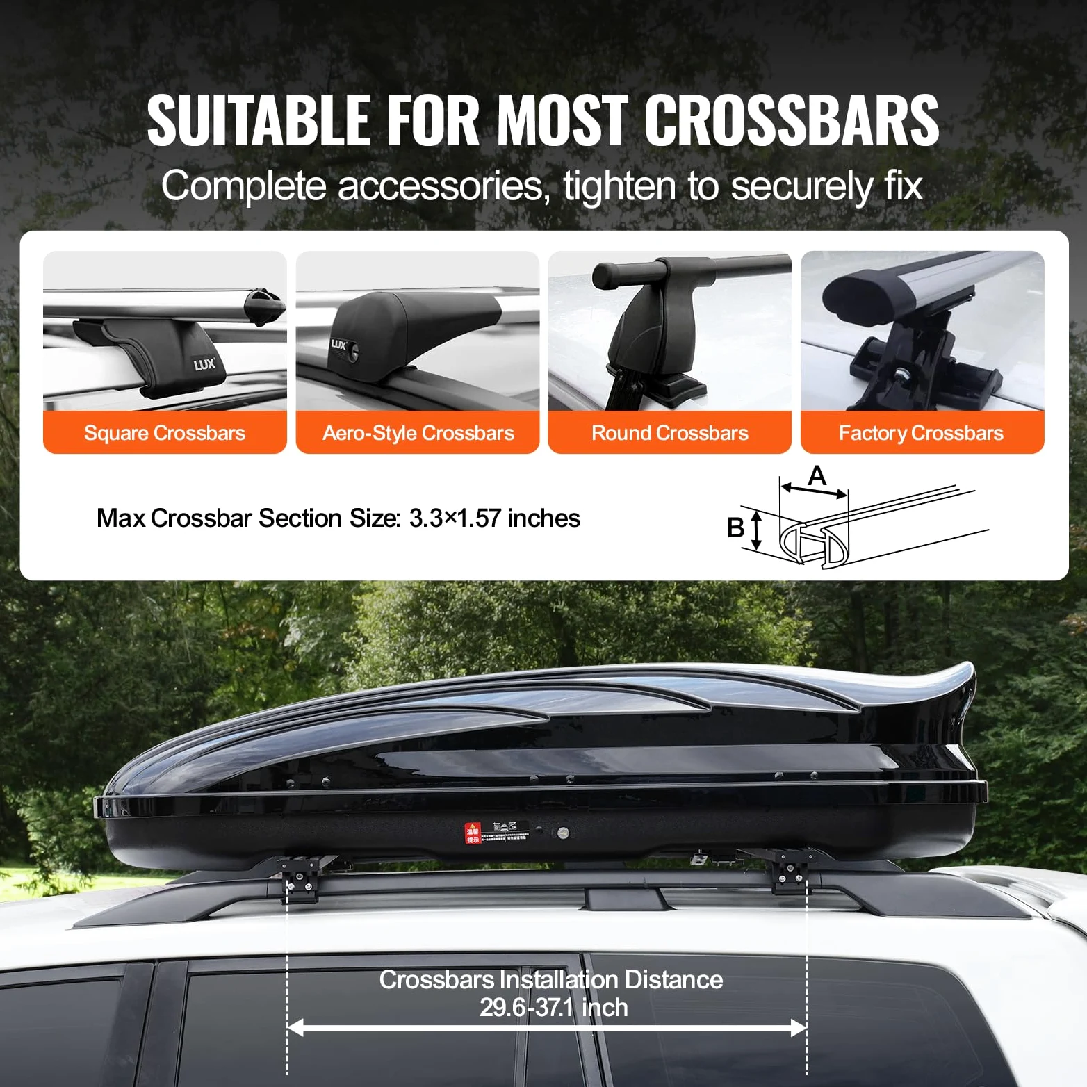VEVOR Cofre de Techo 340 L Portaequipajes de Techo Rígido de ABS con Apertura de Doble Cara 2 Correas Reforzadas Aerodinámico Maletero Techo Coche para la Mayoría de Travesaños, Coche, SUV, Negro