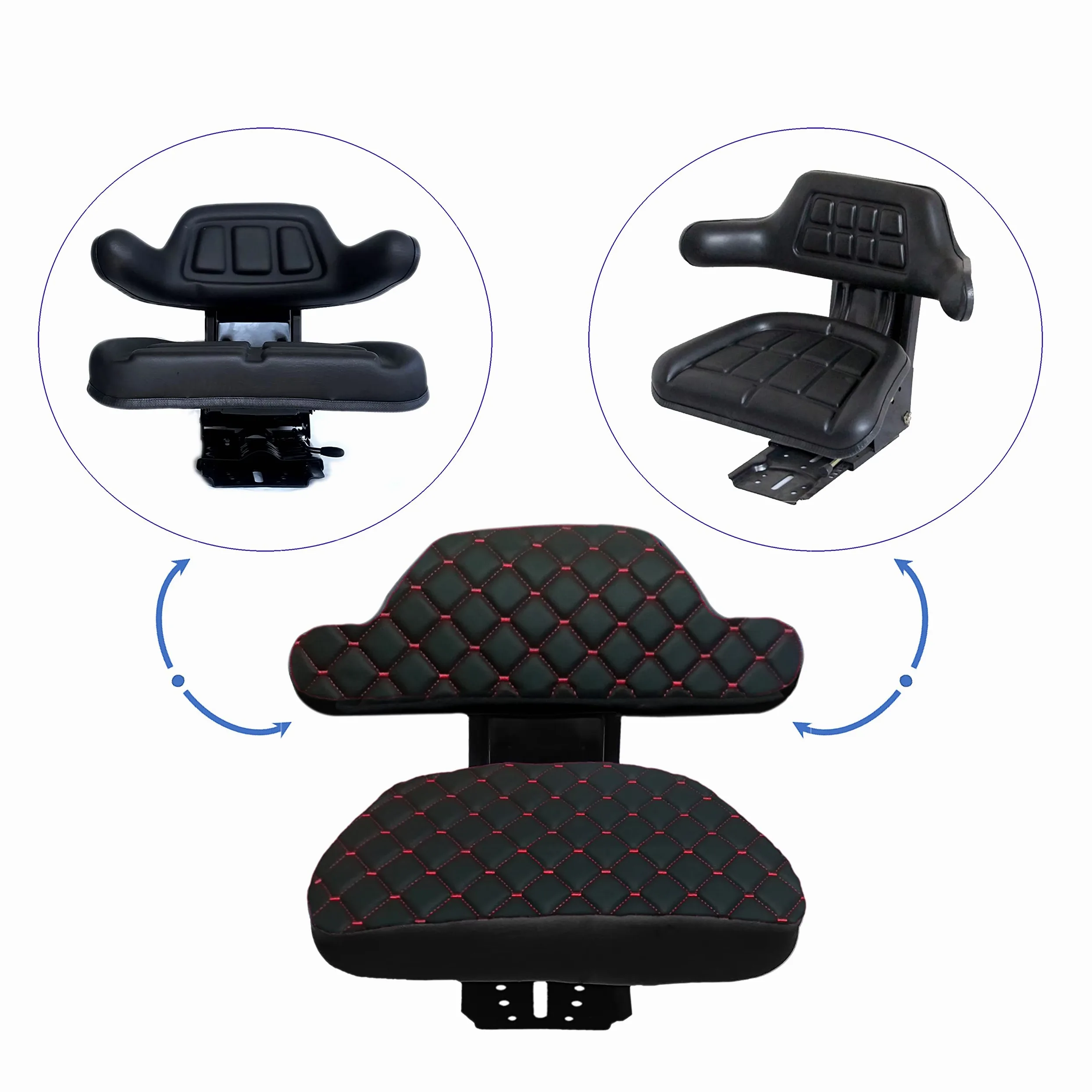 Funda de asiento universal para tractor con reposabrazos fijo, vinilo negro