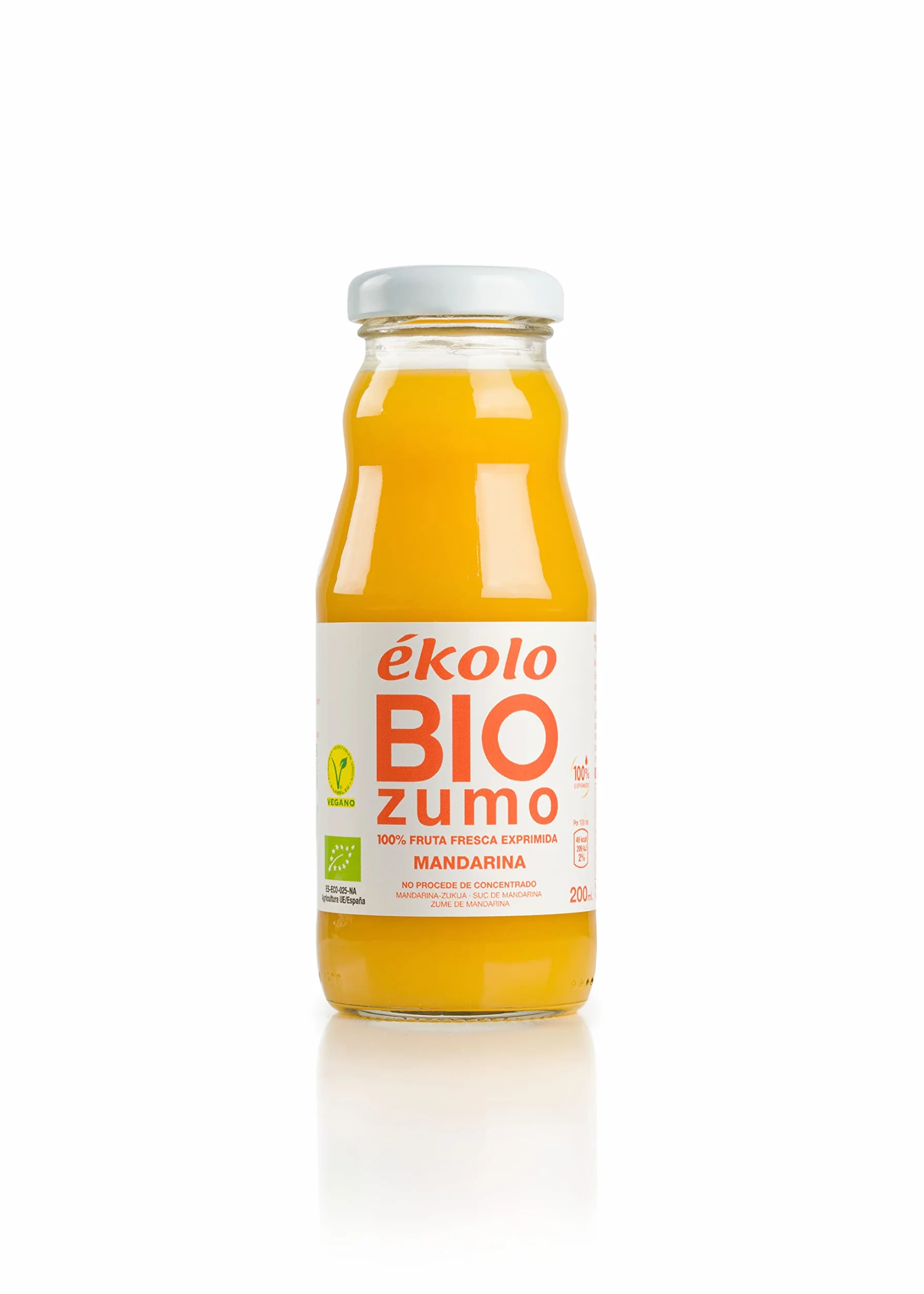 Ekolo Zumo de Mandarina Ecológico 100% Exprimido 12 x 200 ml 2400 ml