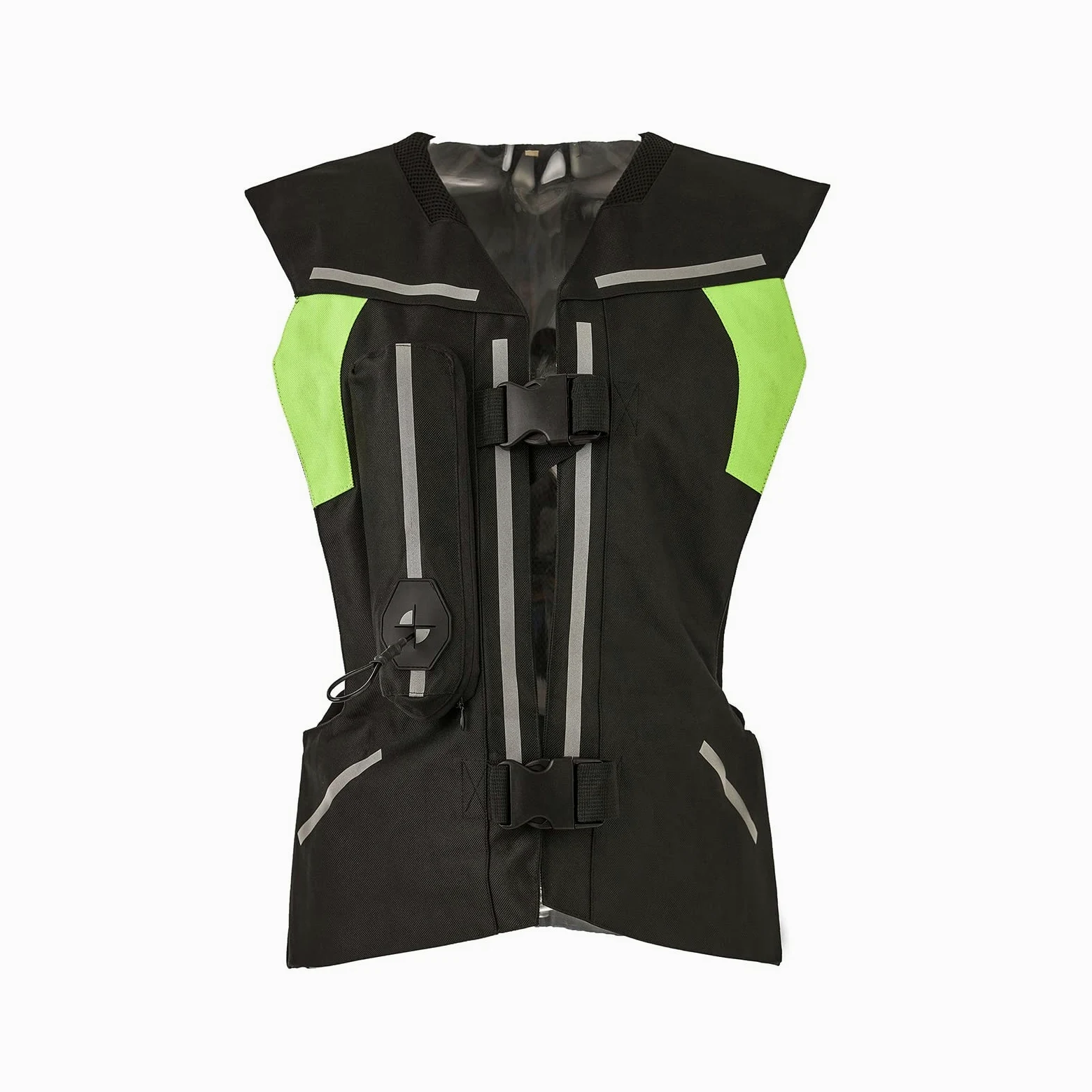 Chaleco con airbag para Motocicleta, Chaqueta Protectora Inflable para Carreras, Alta Visibilidad con Cartucho de CO2 (Negro M)