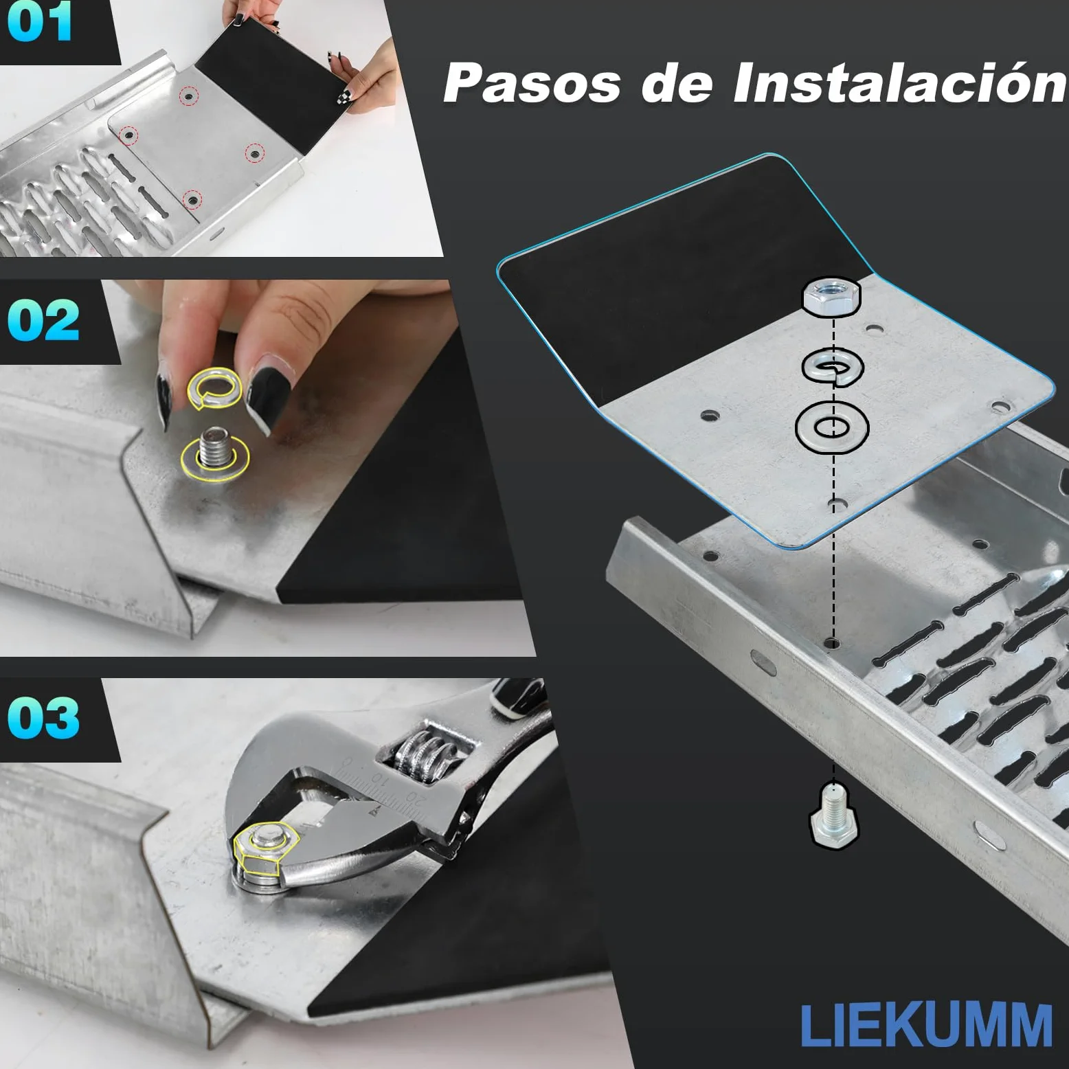 LIEKUMM Rampas de Carga, 170 x 22 cm Rampa de Acceso, Capacidad 440 kg Rampa Moto, Plegable Rampa para ATV, quadbike, Scooter, cortacésped, Motocicleta, 2 Paquetes