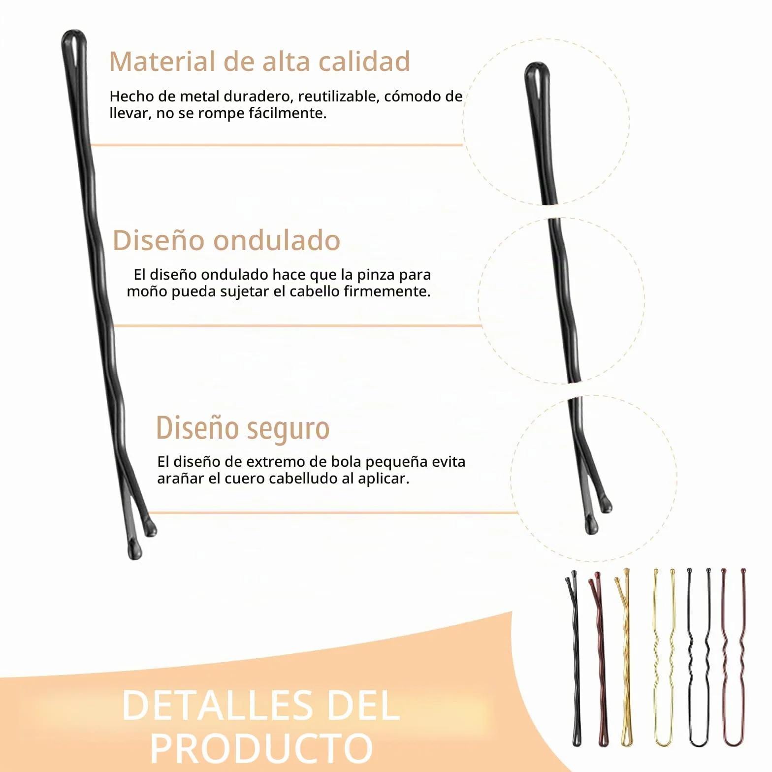 300 Horquillas Pelo Mujer, Pinzas Chignon Invisibles, Pasadores Metálicos, Caja Organizadora (Marrón)