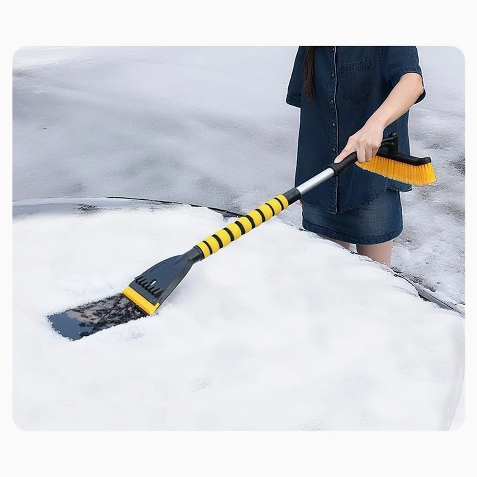 Rascador de nieve para coche con mango de aluminio extensible y cabeza desmontable, 100 cm, telescópica para quitar hielo, cepillo EVA ABS para limpiar las heladas