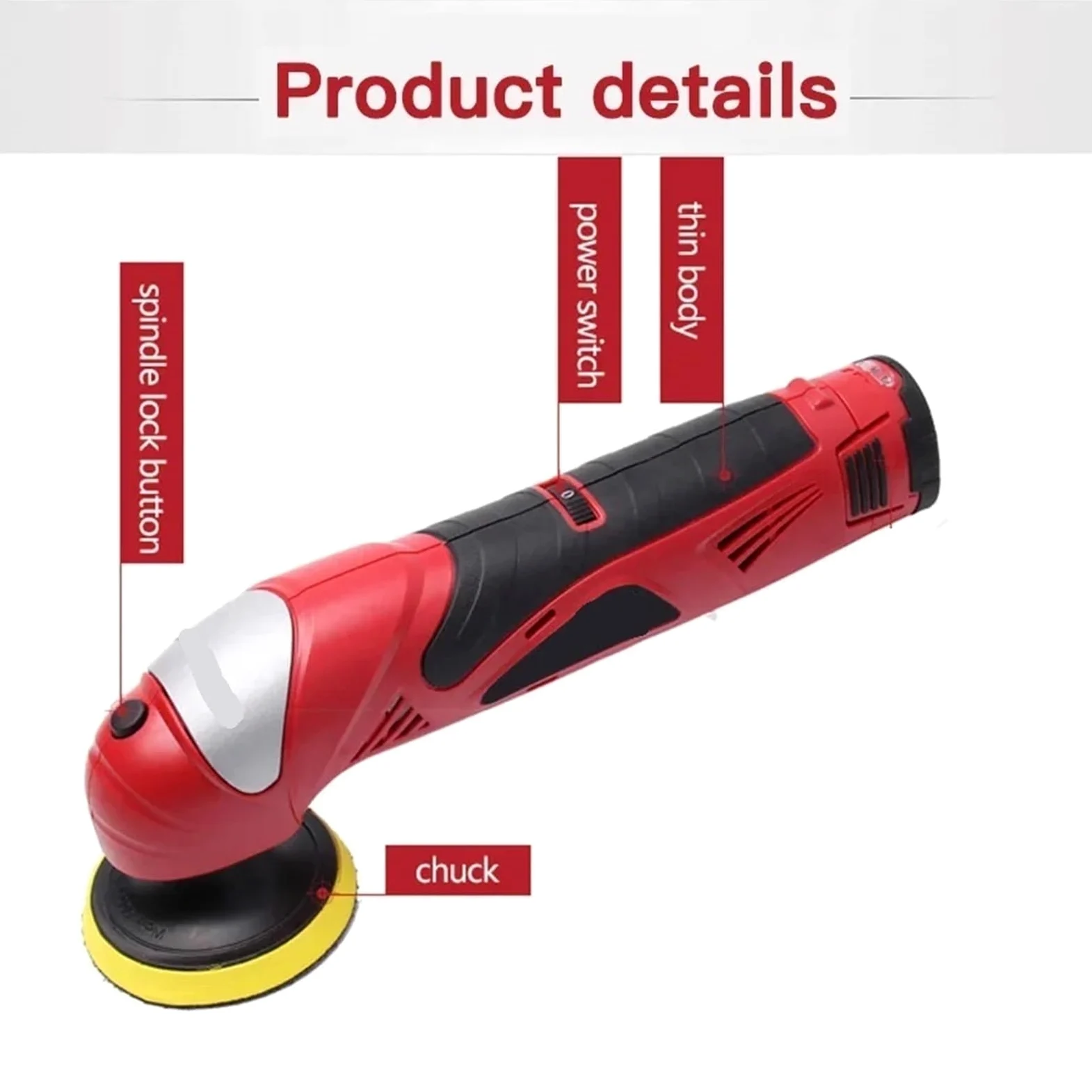 Pulidora a máquina, Pulidora De Coche Inalámbrica De 12 V Con Velocidad Variable For El Detallado Y La Reparación De Arañazos.,para detallado, encerado y pulido de automóviles(Tool bag)