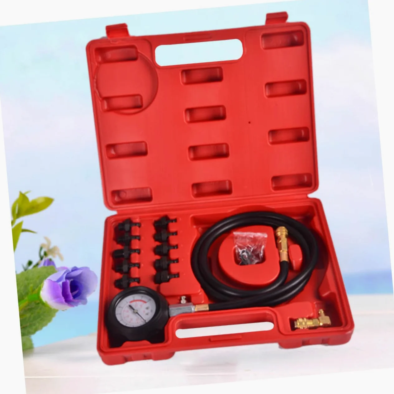 Mikinona Kit De Manómetro De Presión De Aceite para Motores con Adaptador De 90 Grados