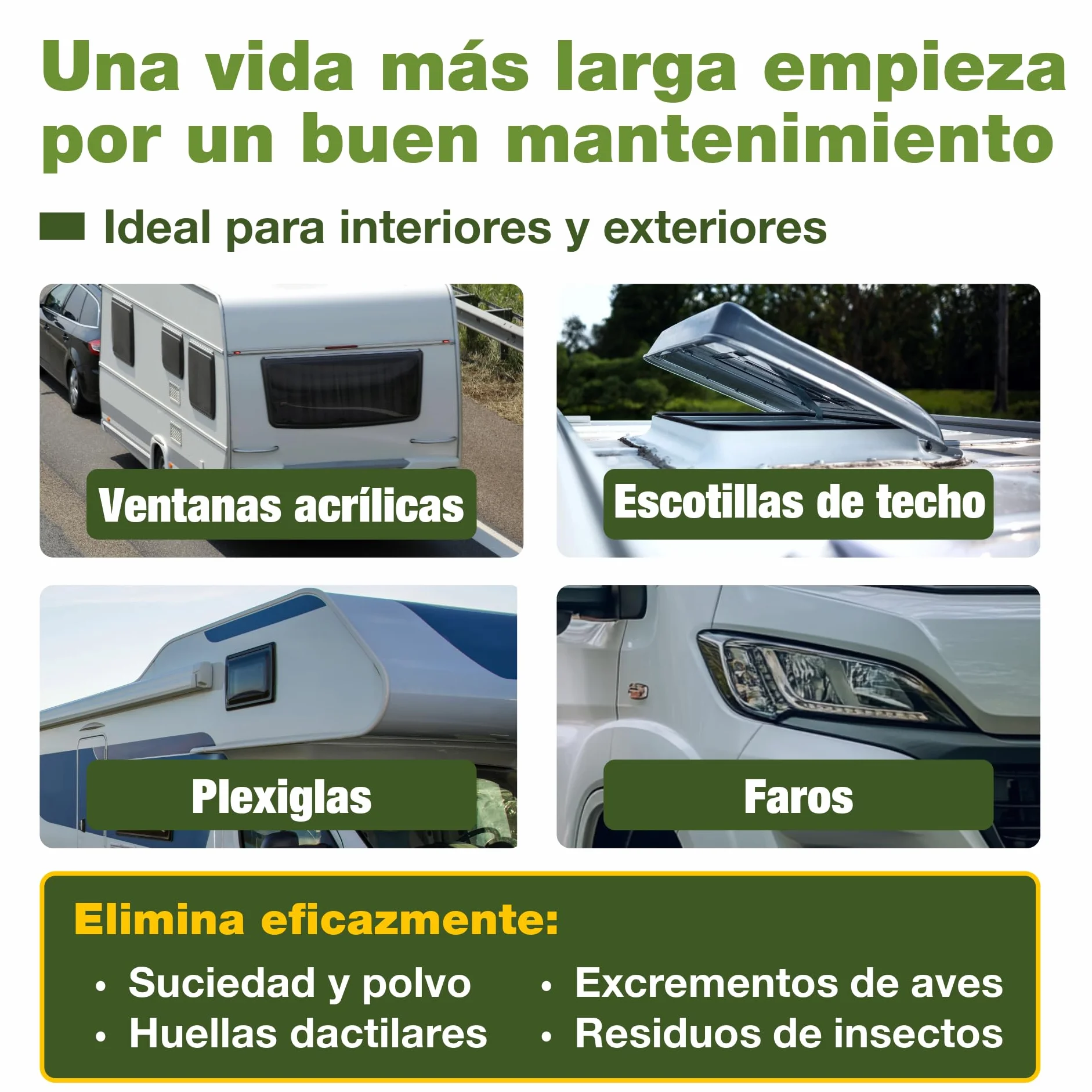 Bio-Chem - Limpiacristales acrílico y plexiglás 750 ml - Limpiacristales para caravanas, autocaravanas y automóviles - Spray líquido limpiacristales para automóviles