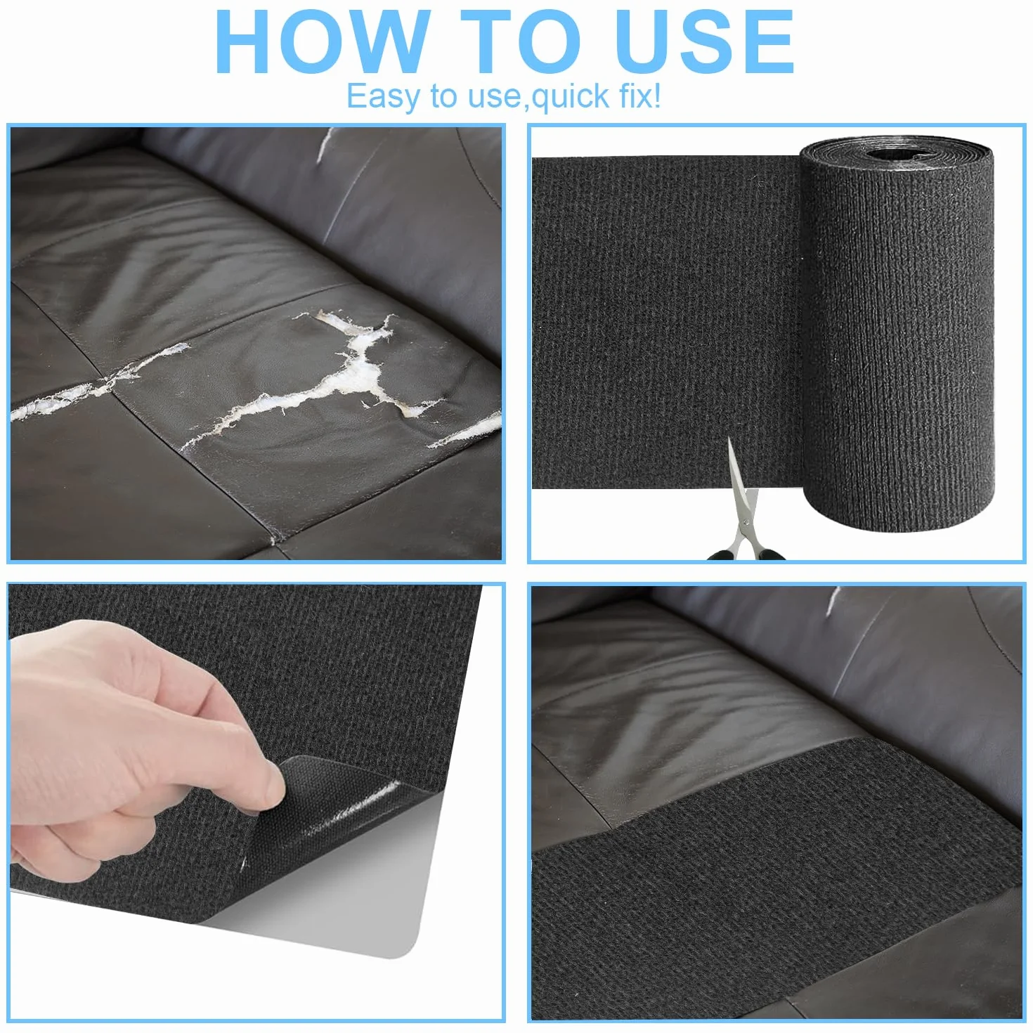 Cinta de reparación de tela autoadhesiva 10 cm x 2 m, cinta de reparación para tela apta para cortinas, sombrillas, lona y ropa para barcos, impermeable, lavable, recortable