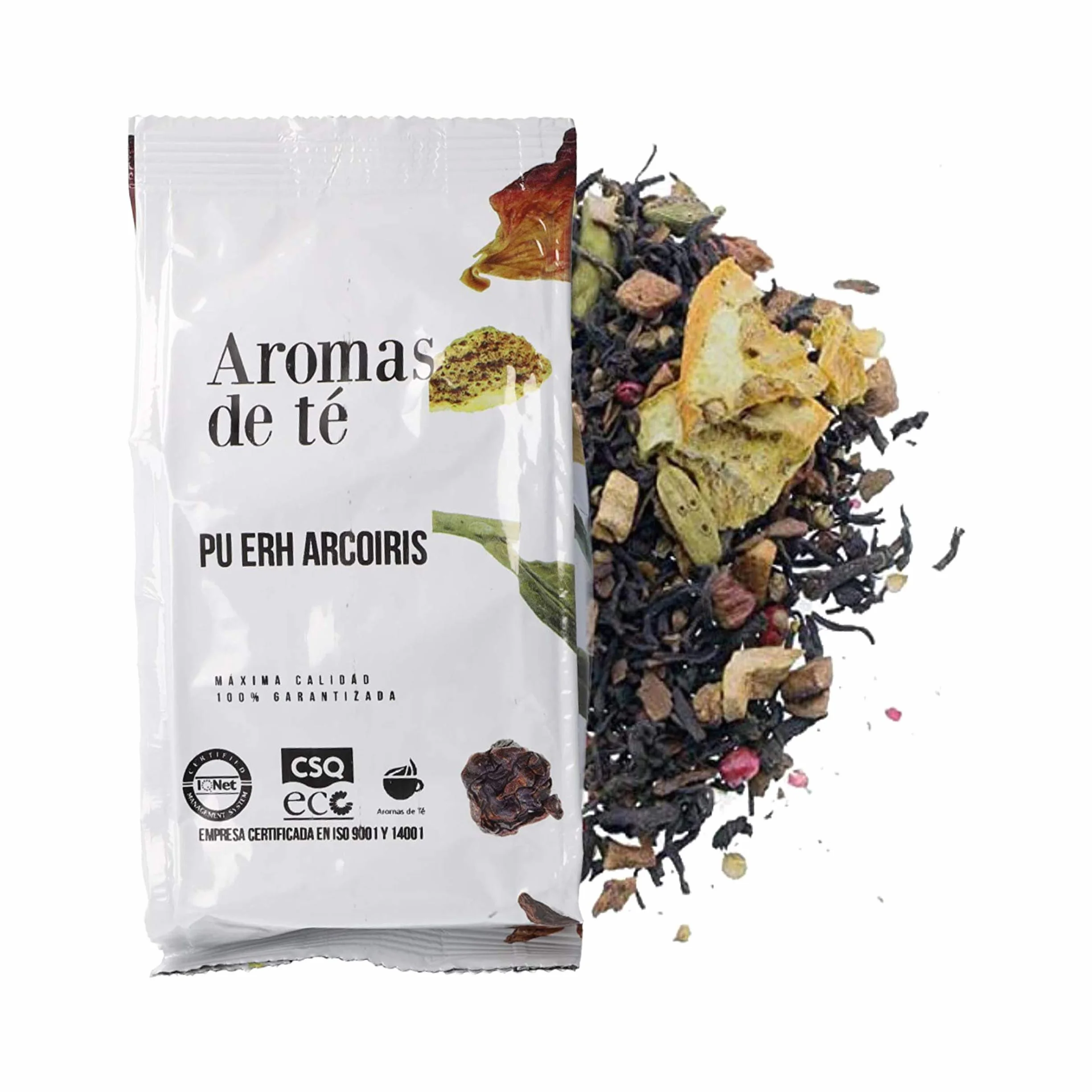 Té Rojo Pu Erh Arcoiris con Cardamomo, Canela, Manzana, Naranja, Clavo y Pimienta Rosa - Digestivo - 100 g