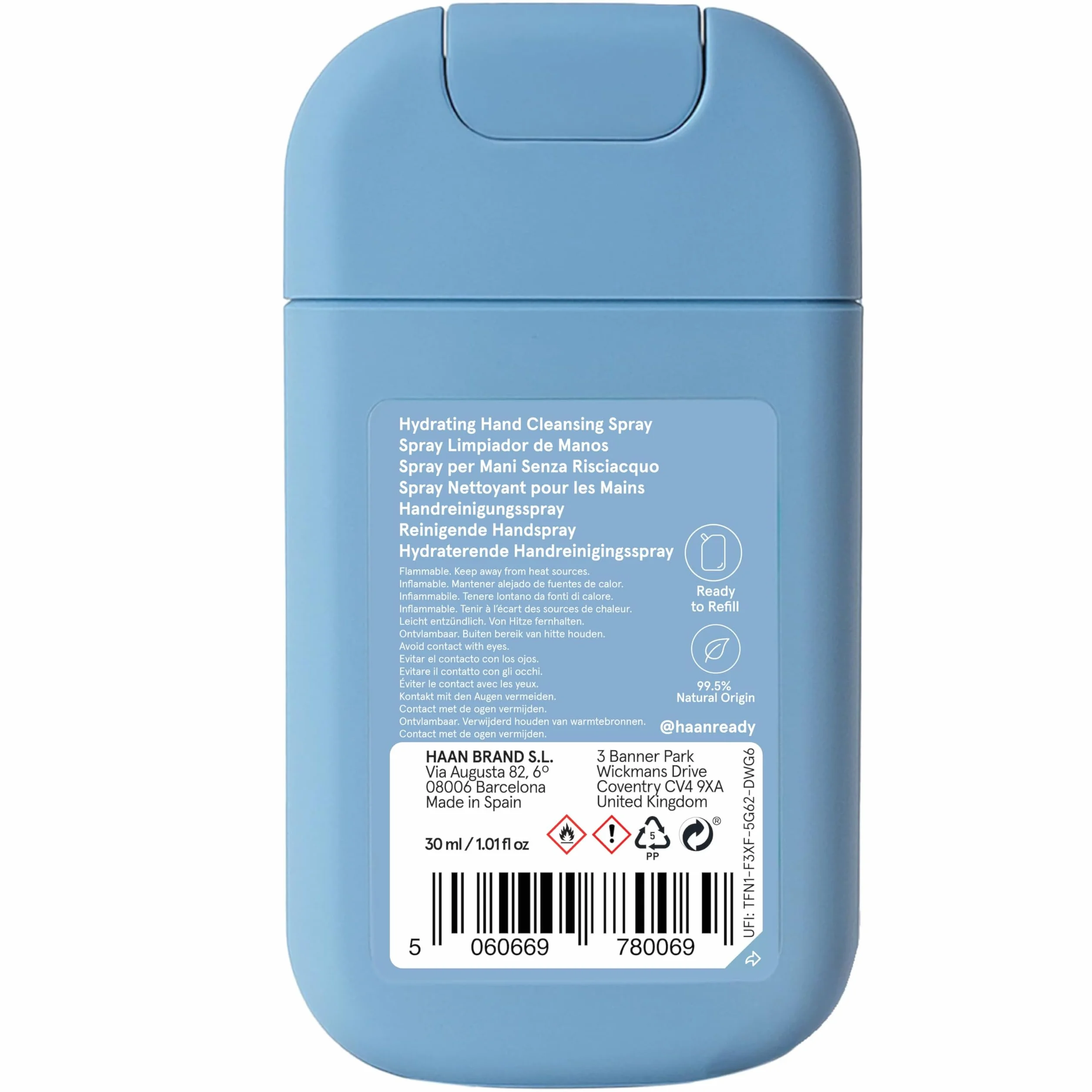 HAAN Espray hidratante para manos aloe vera pack 3 30ml
