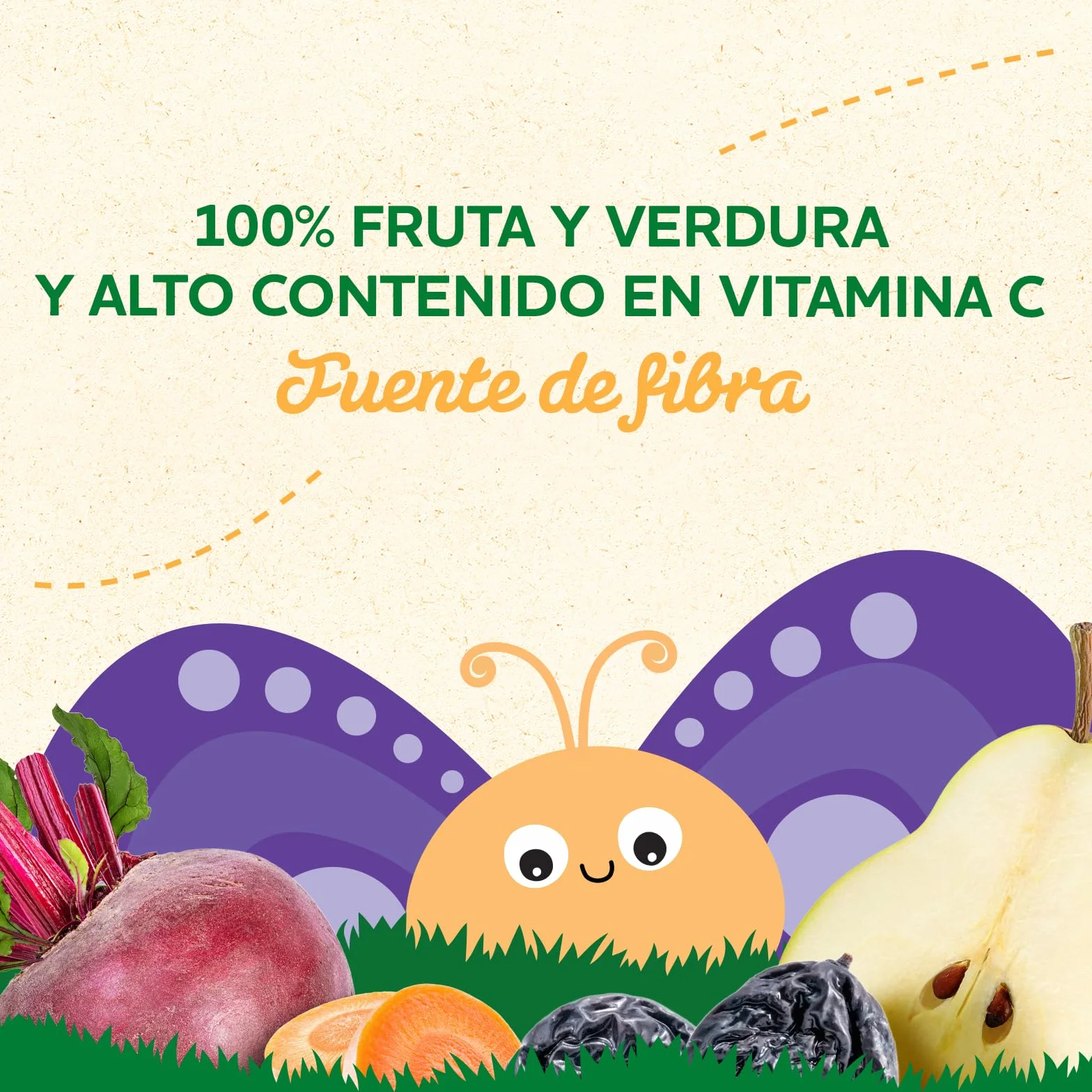 Blédina Bolsitas de Pera, Ciruela pasa, Zanahoria y Remolacha para Bebé Pouch 100% Fruta y Verdura Sin Azúcar Añadido Alto Contenido Vitamina C Fuente de Fibra Pack 6x100g