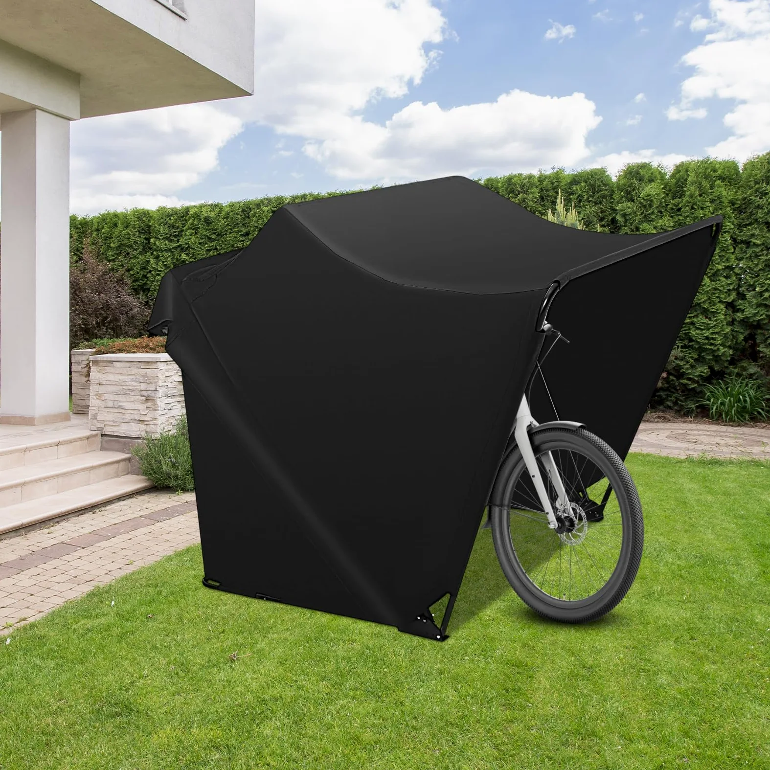 Tienda de campaña para moto, garaje, 270 x 105 x 155 cm, resistente al agua | Marco de acero resistente y tela Oxford, color negro, plegable, para motocicletas, scooters y bicicletas, montaje rápido