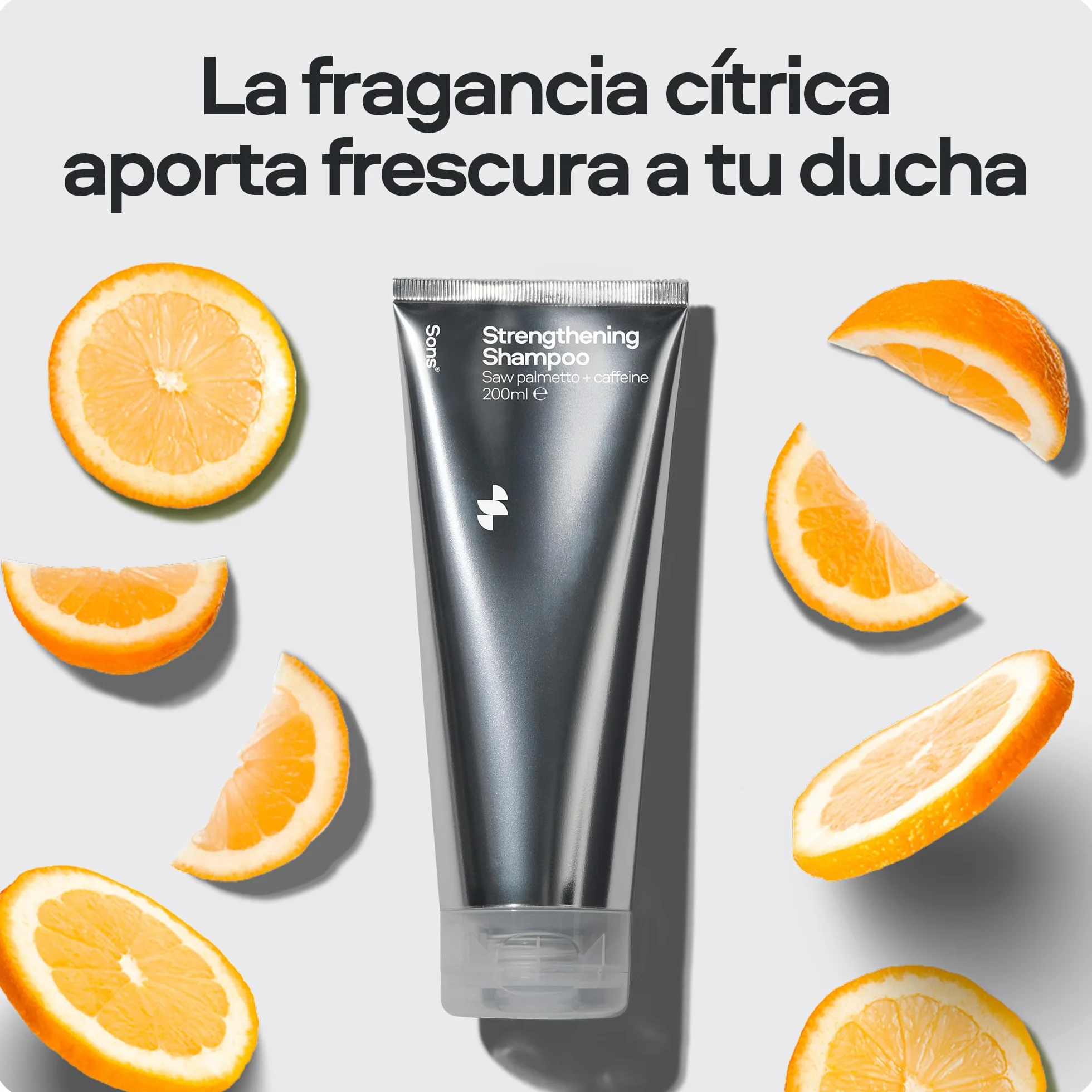 Sons Champú Crecimiento Cabello Hombres 200ml Bloqueador DHT Fórmula Engrosante Saw Palmetto Aceite Argán Cafeína Romero