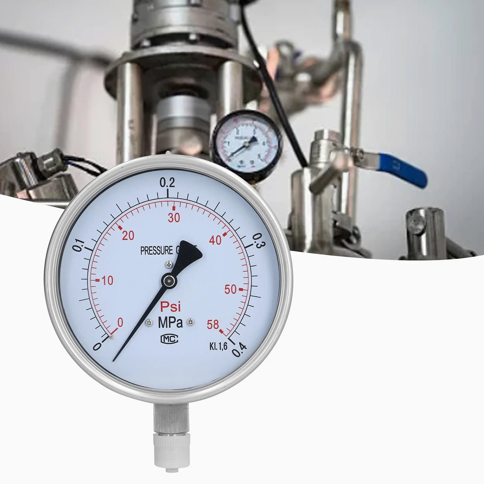 Manómetro de Acero Inoxidable 0-0.4MPa Diseño Duradero para Uso en Tuberías y Petroquímicos 150 Mm