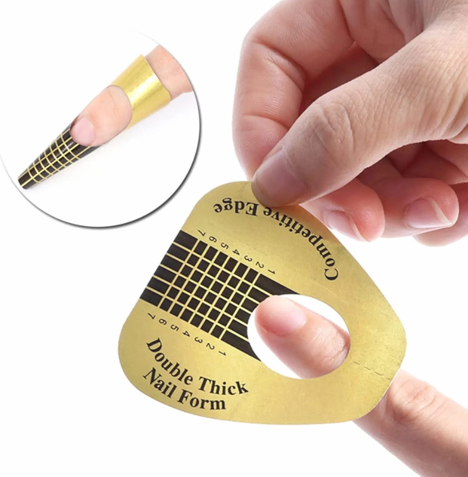 Bandeja de papel de manicura Oro, 200 Piezas, Plantilla para extensión de uñas UV Gel